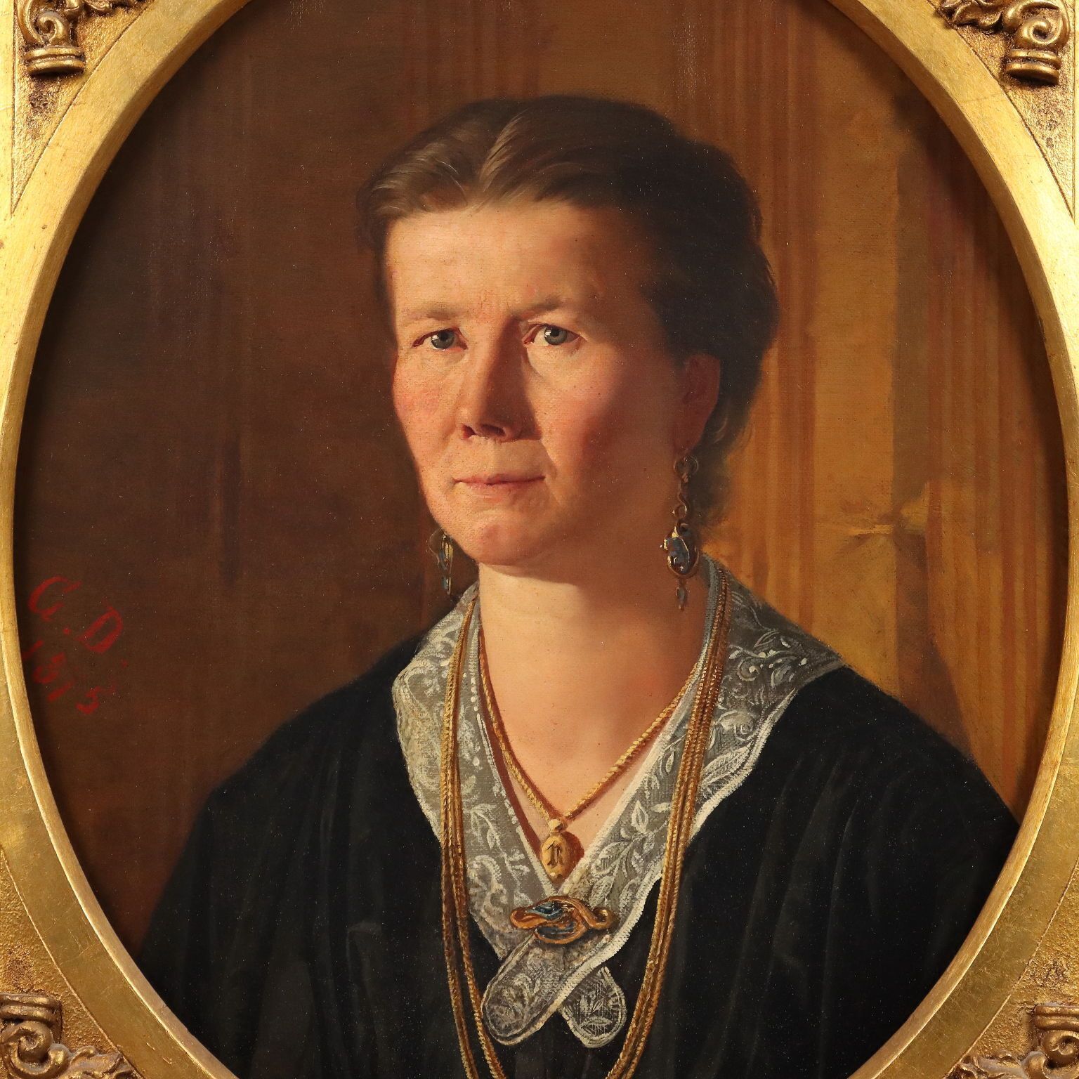 Antiek schilderij, vrouwenportret, olieverf op doek, Italië, 19e eeuw photo for sale