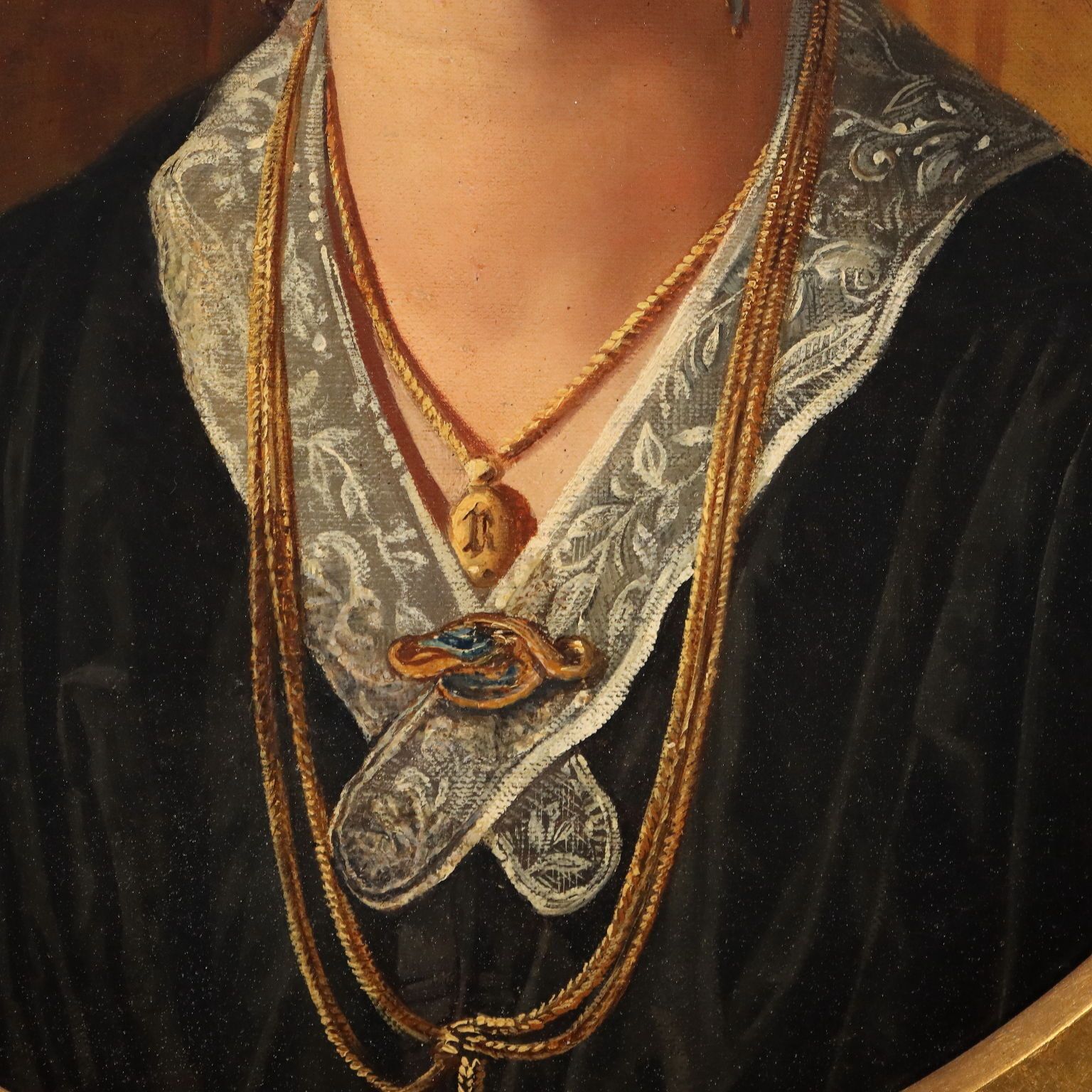 Antiek schilderij, vrouwenportret, olieverf op doek, Italië, 19e eeuw photo vinterior