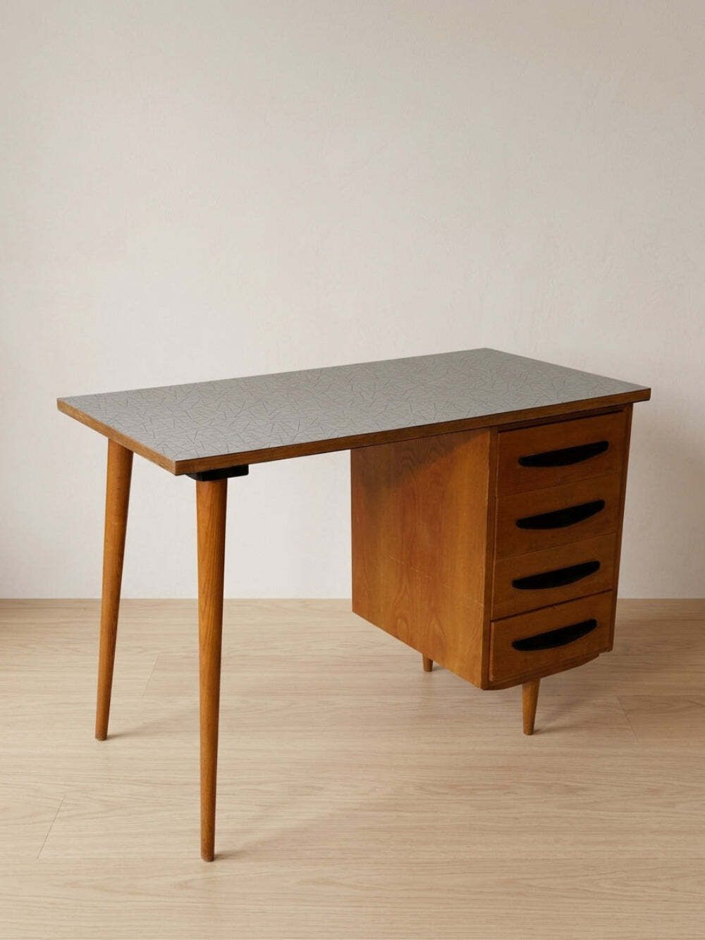 Writing Desk Mid 20th Century Wooden Four Drawer Desk, 109 × 56 × 79 Cm photo furniture