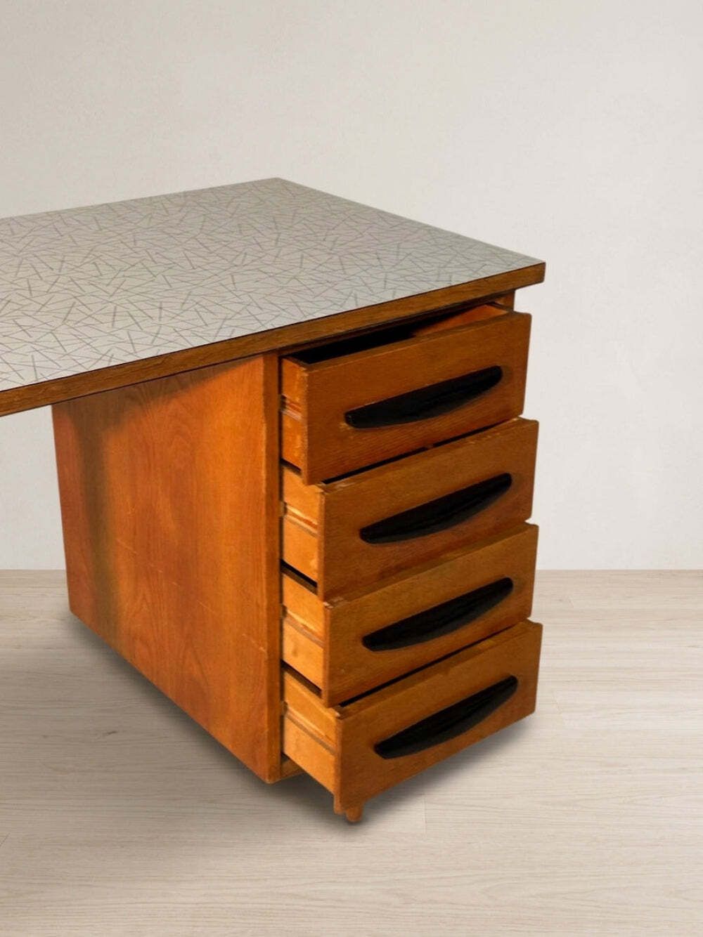 Writing Desk Mid 20th Century Wooden Four Drawer Desk, 109 × 56 × 79 Cm photo Furniture