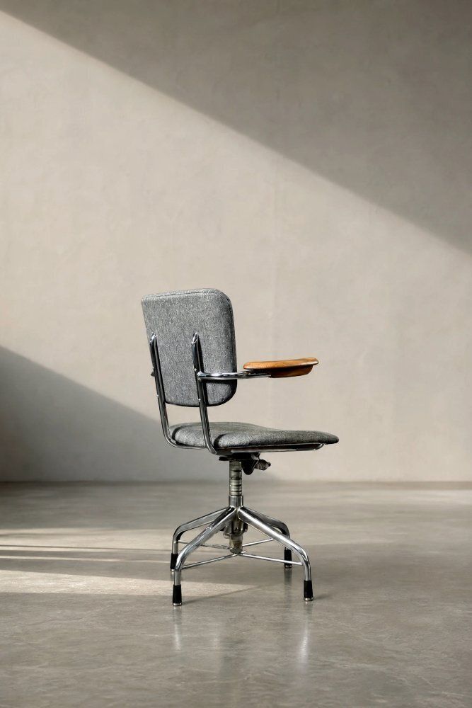 Mid-Century Scandinavian Modern Industrial Office Swivel Chair From Verkstads Ab Lindqvist, 1960s photo vinterior