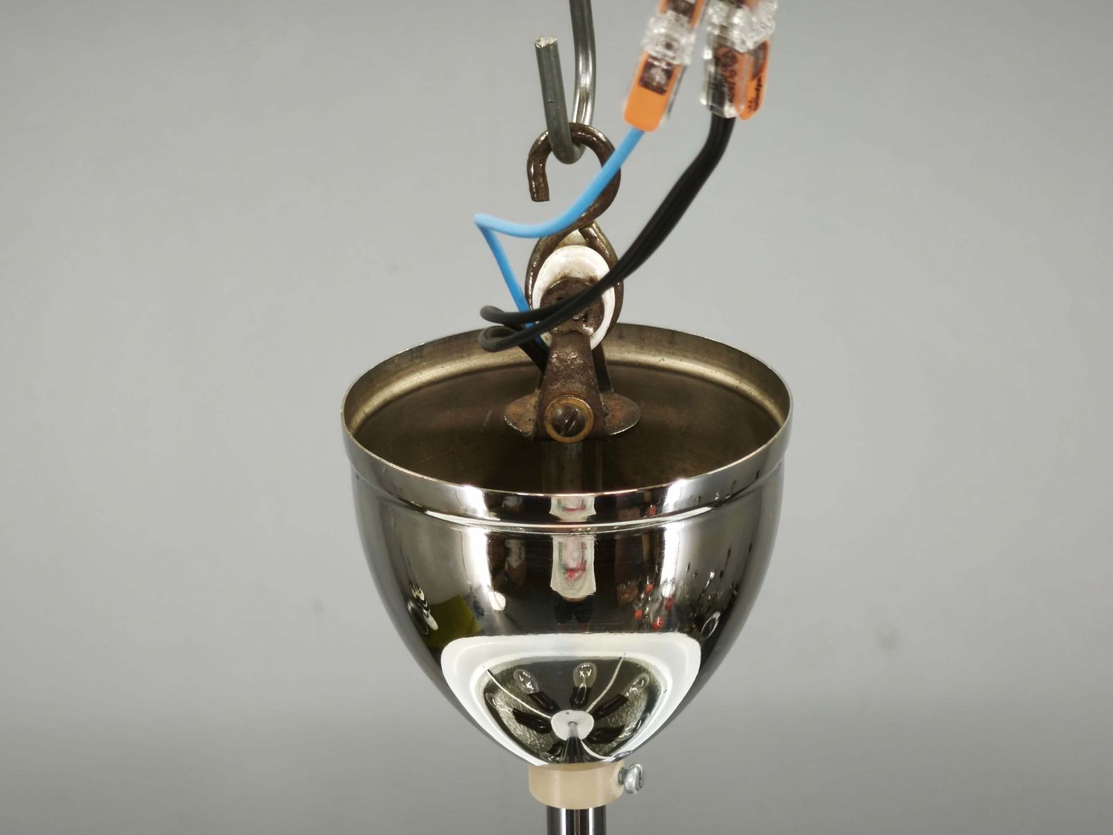 Bauhaus Ufo Hanglamp van Chroom en Glas, Tsjecho-Slowakije, jaren 1930 photo Verlichting