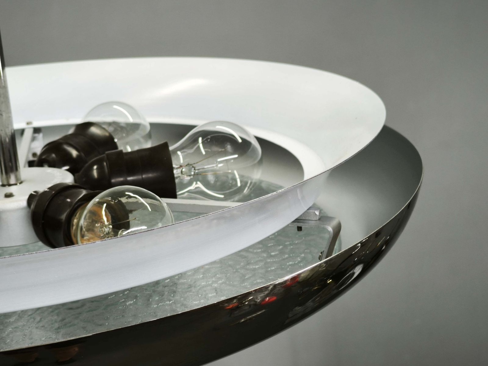 photo for sale Bauhaus Ufo Hanglamp van Chroom en Glas, Tsjecho-Slowakije, jaren 1930