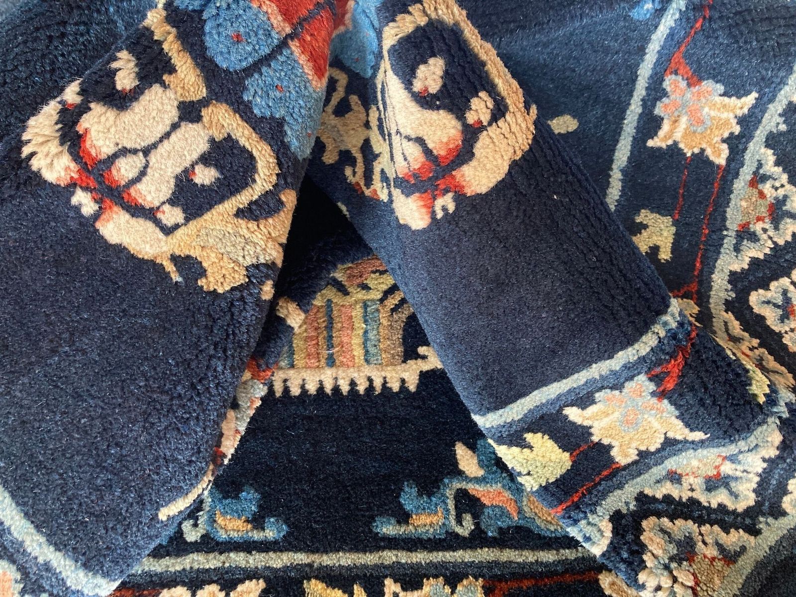 Textiel Vintage Chinees Pao Tao tapijt 1,64 m x 0,96 m photo