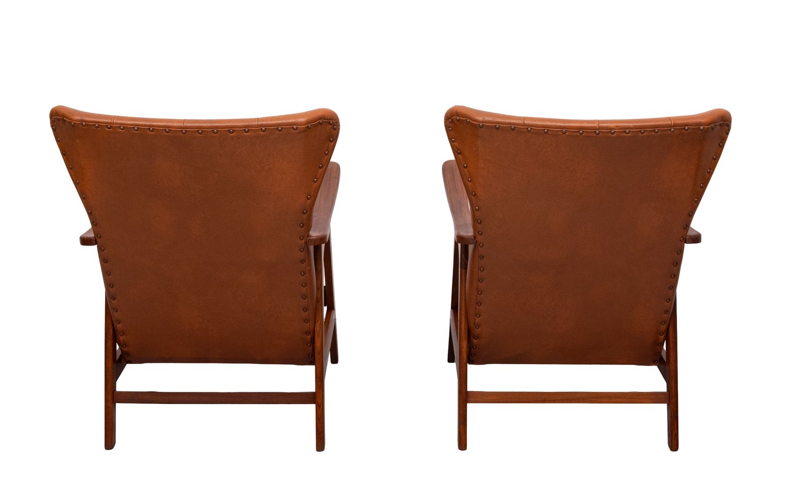 Teakhouten loungestoelen met imitatieleer, jaren 1960, Nederland photo Meubels