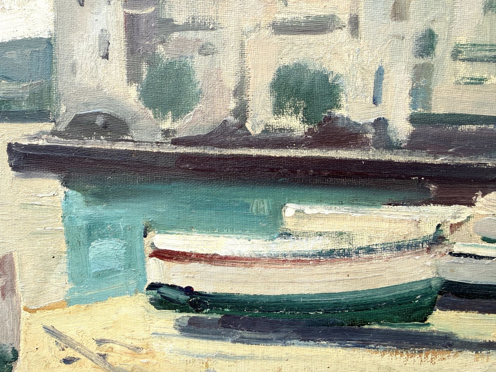 Rafael Duran Benet Cadaqués Costa Brava Mediterranean Harbor With Fishing Boats And Whitewashed 1980s photo vinterior