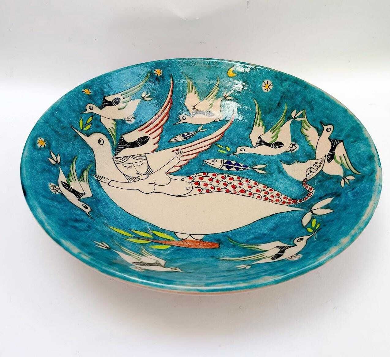 Vietri Liguori Vintage Style 36cm Midcentury Ceramic Centerpiece Plate photo furniture