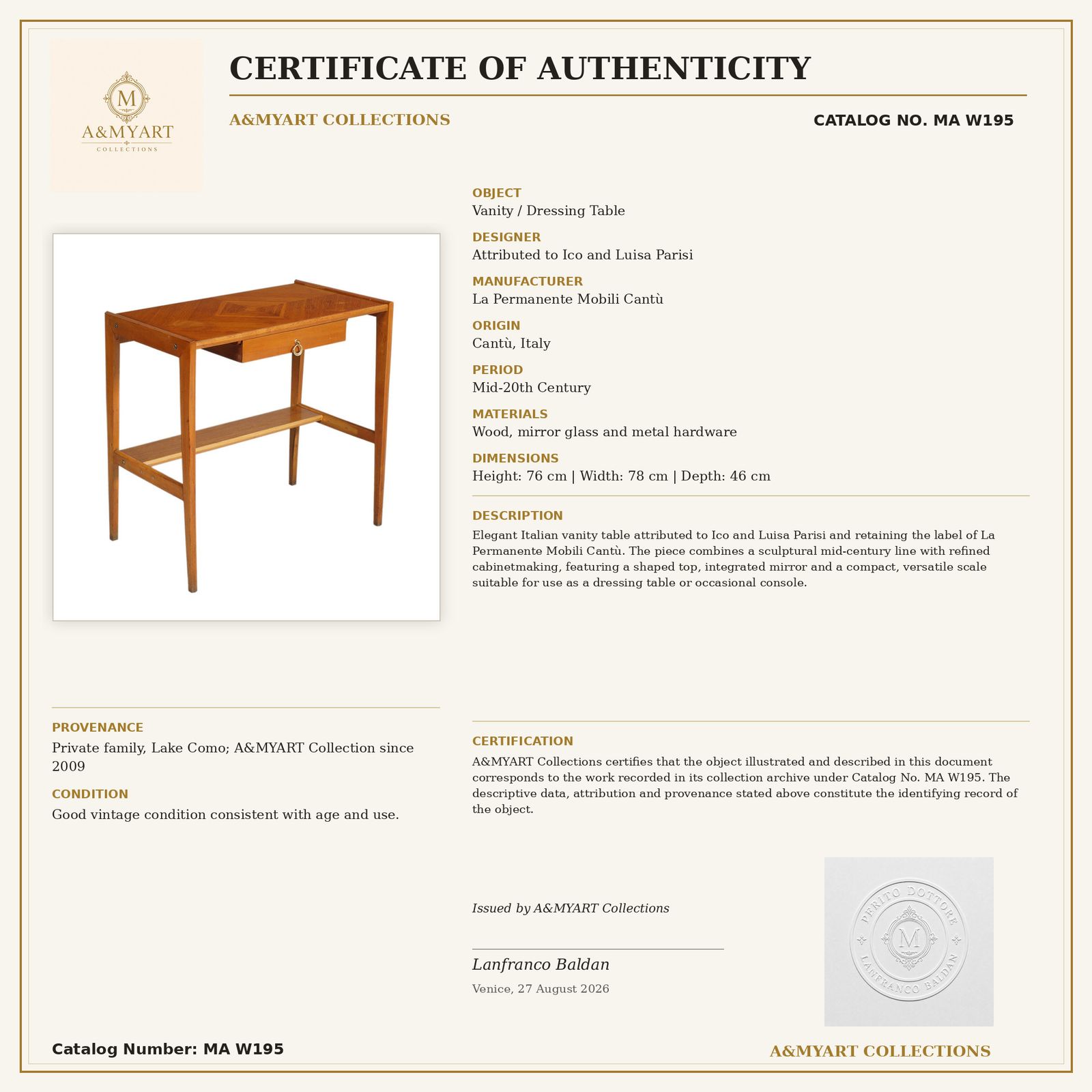 photo furniture 1950s Vanity Or Writting Desk By Ico & Luisa Parisi For La Permanente Mobili Cantù