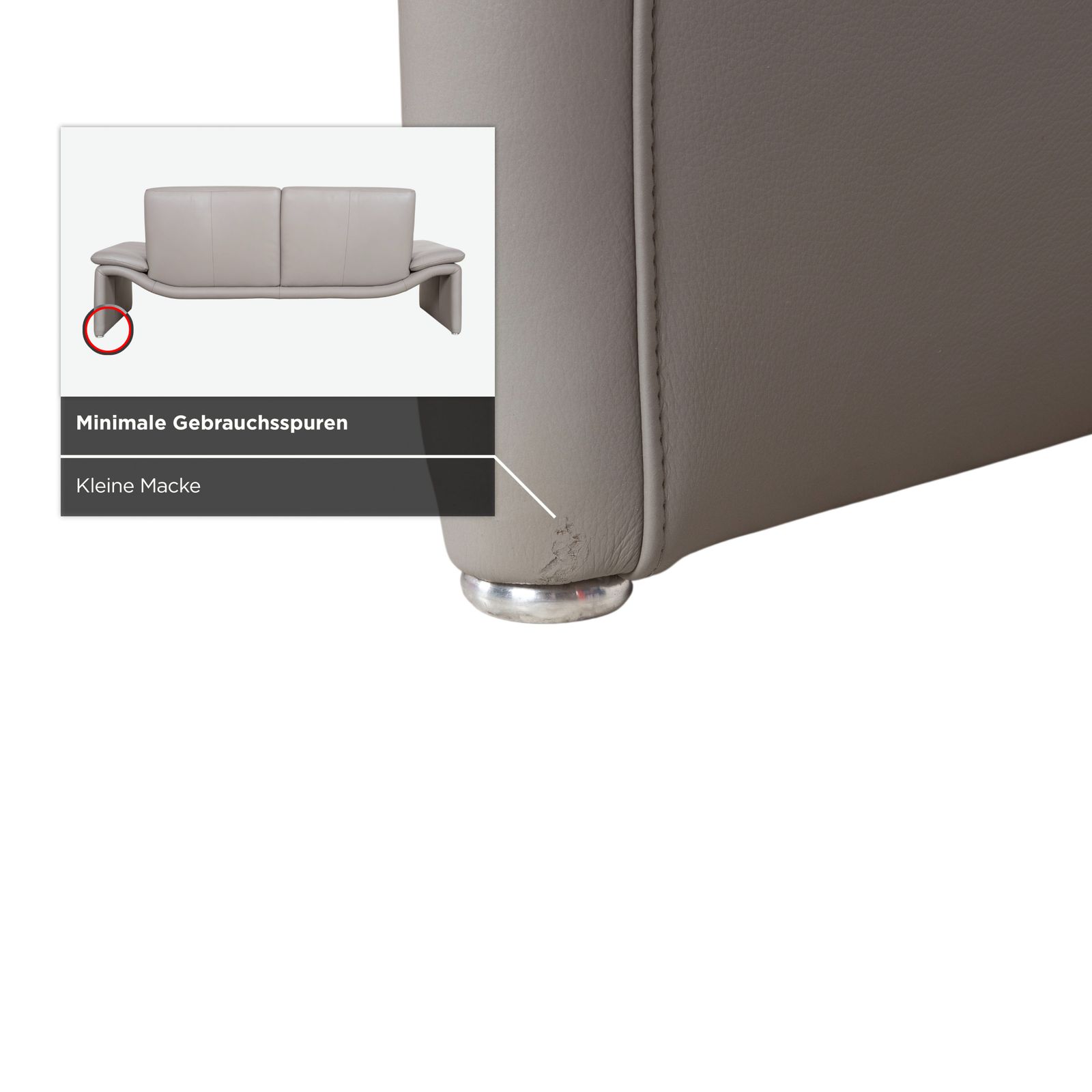photo furniture Canapé 3 places Koinor en cuir gris, fonction manuelle