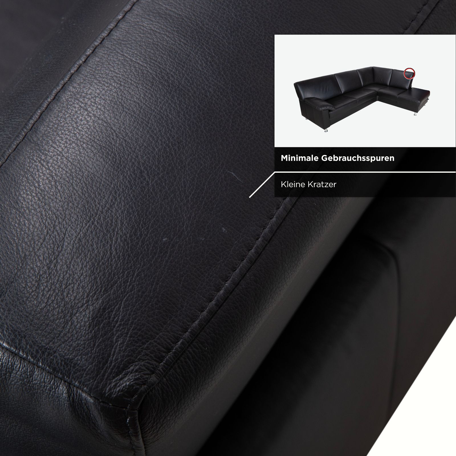 photo furniture Canapé d'angle Ewald Schillig Concept Plus en cuir noir, appuie-têtes à réglage manuel