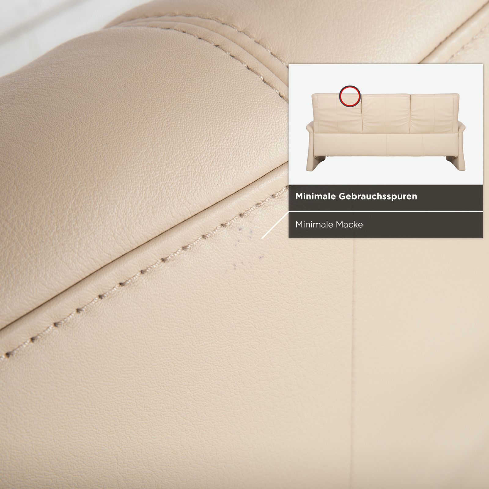 photo furniture Canapé 3 places Himolla 6001 en cuir beige crème, fonction manuelle