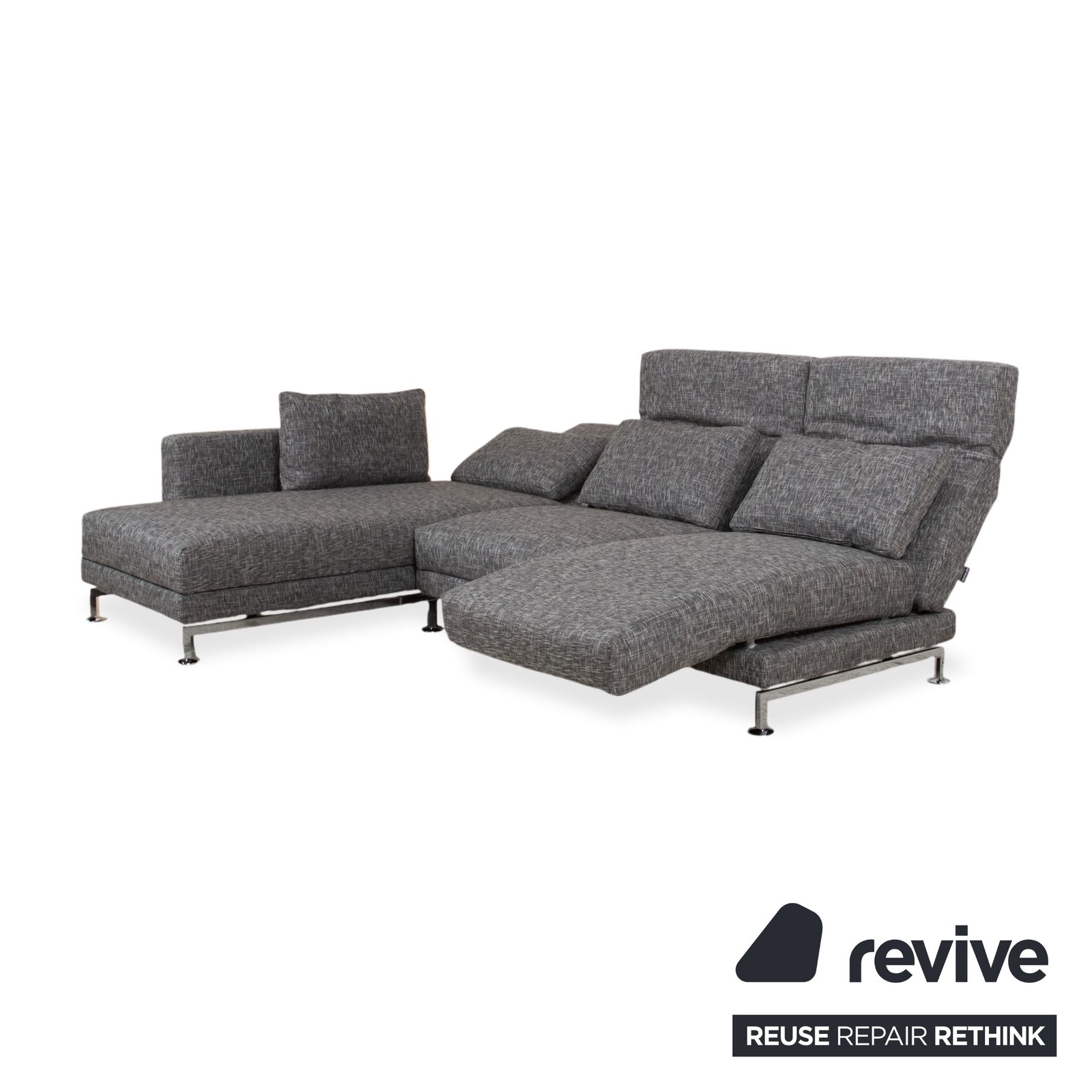 Brühl Moule Stof Hoekbank, Grijs, Manuele Functie, Chaise Longue Links, Opnieuw Bekleed Jab1040 photo vinterior