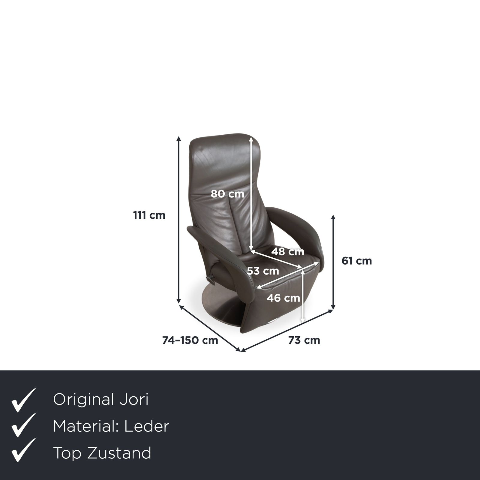 Jori Symphony Jr 7960 Leren Fauteuil Grijs Taupe Manuele Functie Relaxfunctie photo furniture