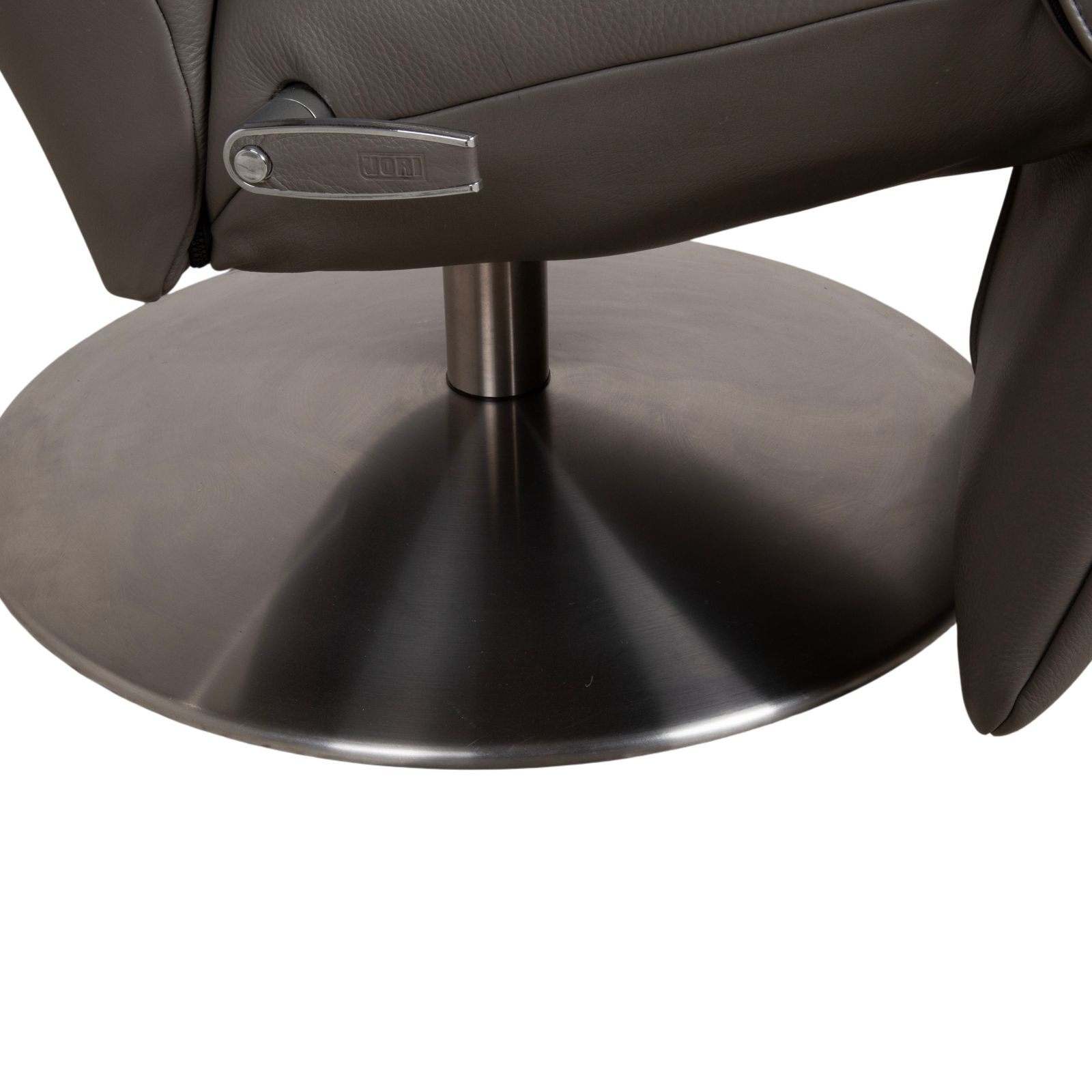 Fauteuil Jori Symphony Jr 7960 en cuir gris taupe, fonction inclinable manuelle photo vintage