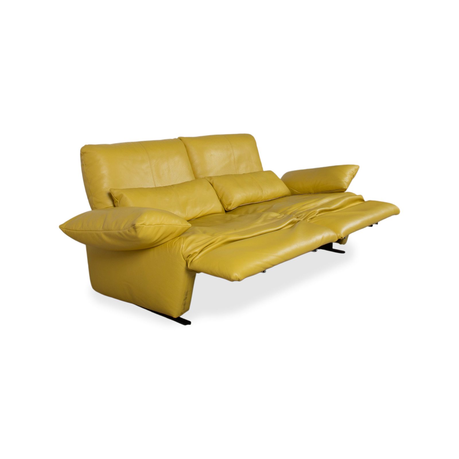 Canapé 2 places Koinor Easy en cuir jaune, fonctions électrique et manuelle photo buy