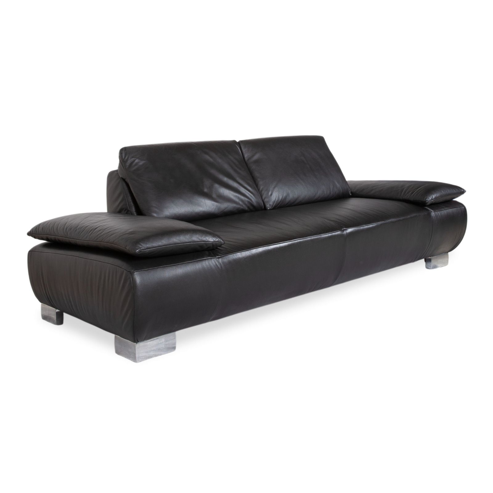 Koinor Volare Leather Three Seater Black Manual Function Sofa photo for sale