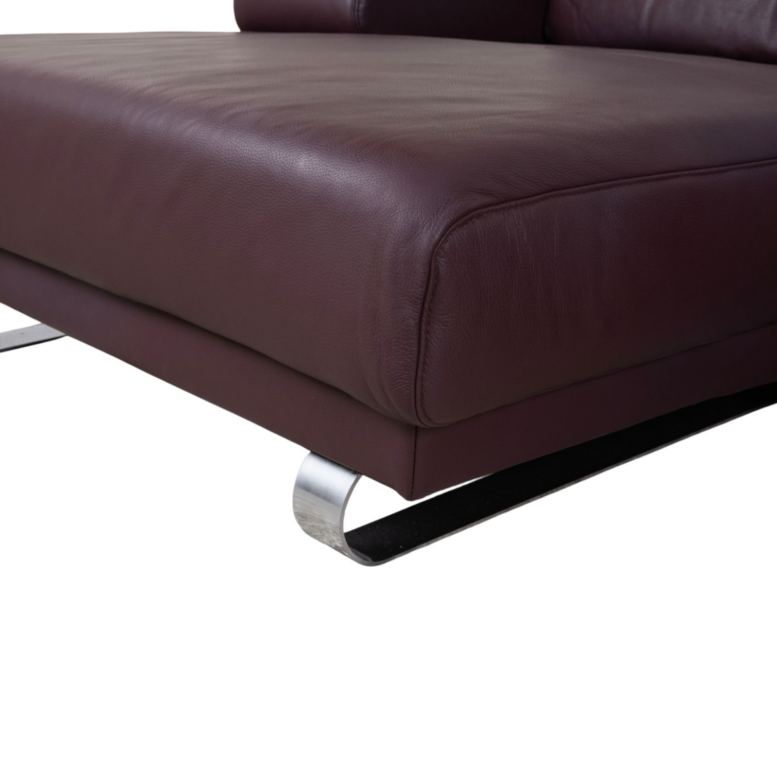 Canapé d'angle Ewald Schillig Harry en cuir et chrome, bordeaux aubergine, fonction manuelle photo buy