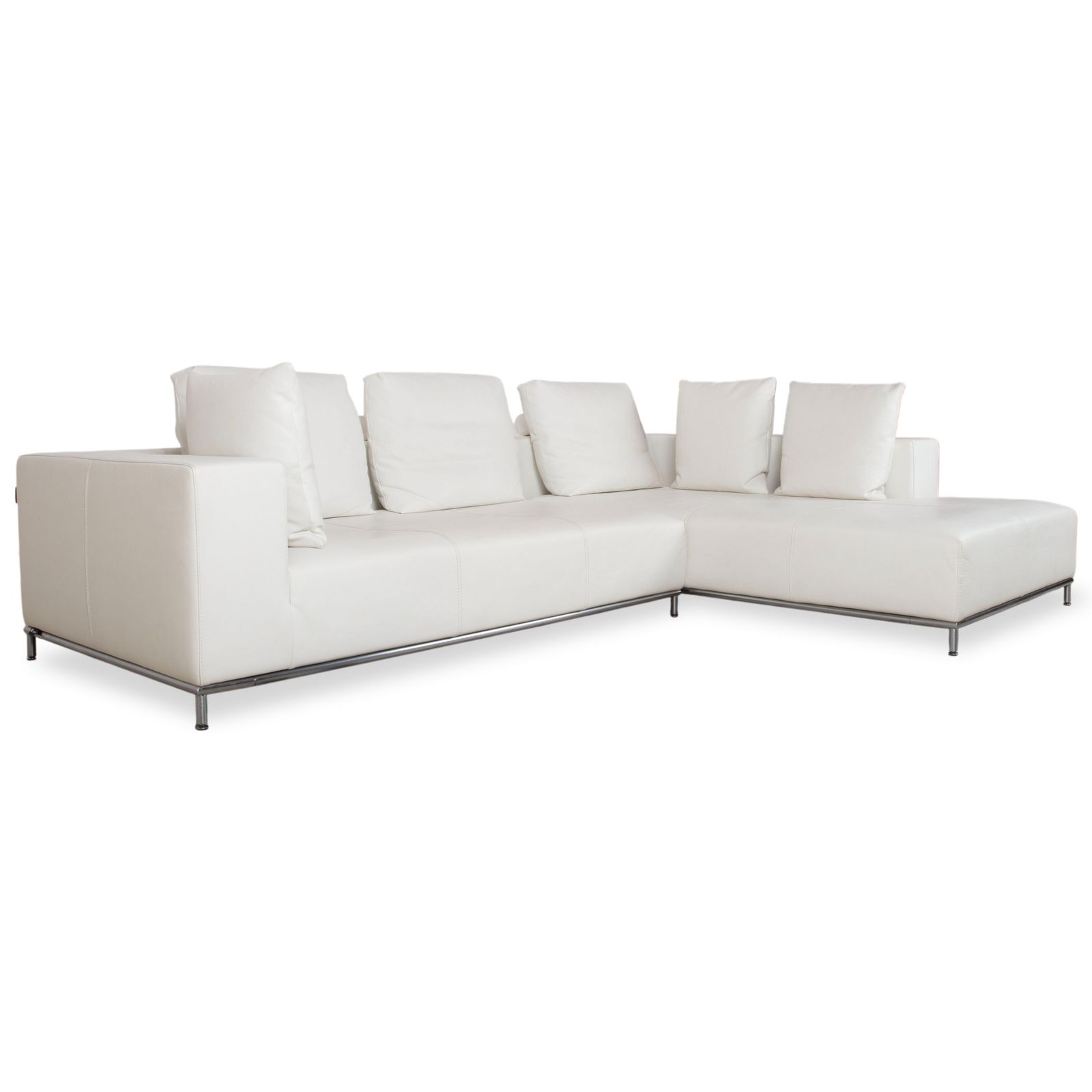 Canapé d'angle La Nuova Casa Granada en cuir, blanc crème