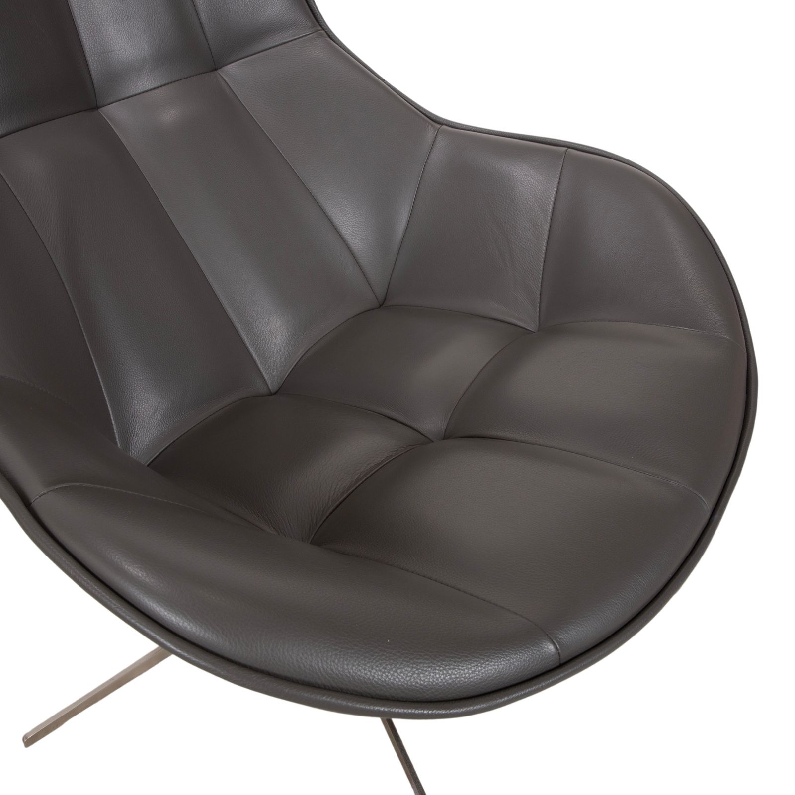 Boconcept Boston Leren Fauteuil Set Grijs Bruin Taupe Estoril Semi-Aniline Leer 0959 Manuele Draai- en Schommelfunctie photo Meubels