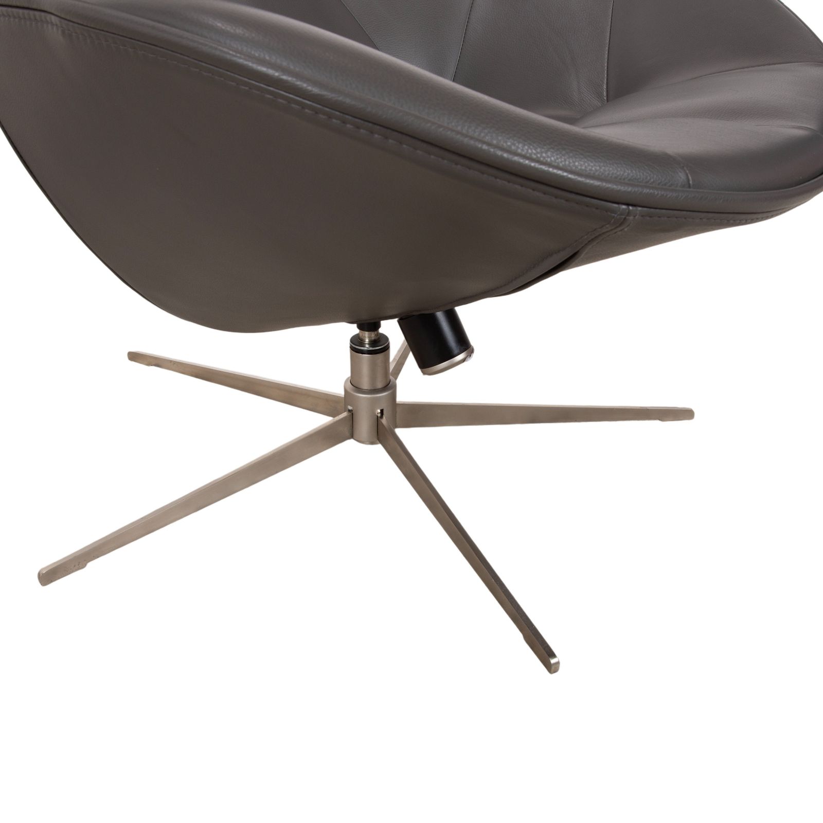 Ensemble fauteuil et repose-pieds BoConcept Boston en cuir semi-aniline Estoril 0959 gris brun taupe, fonction pivotante et berçante manuelle photo 2794.0