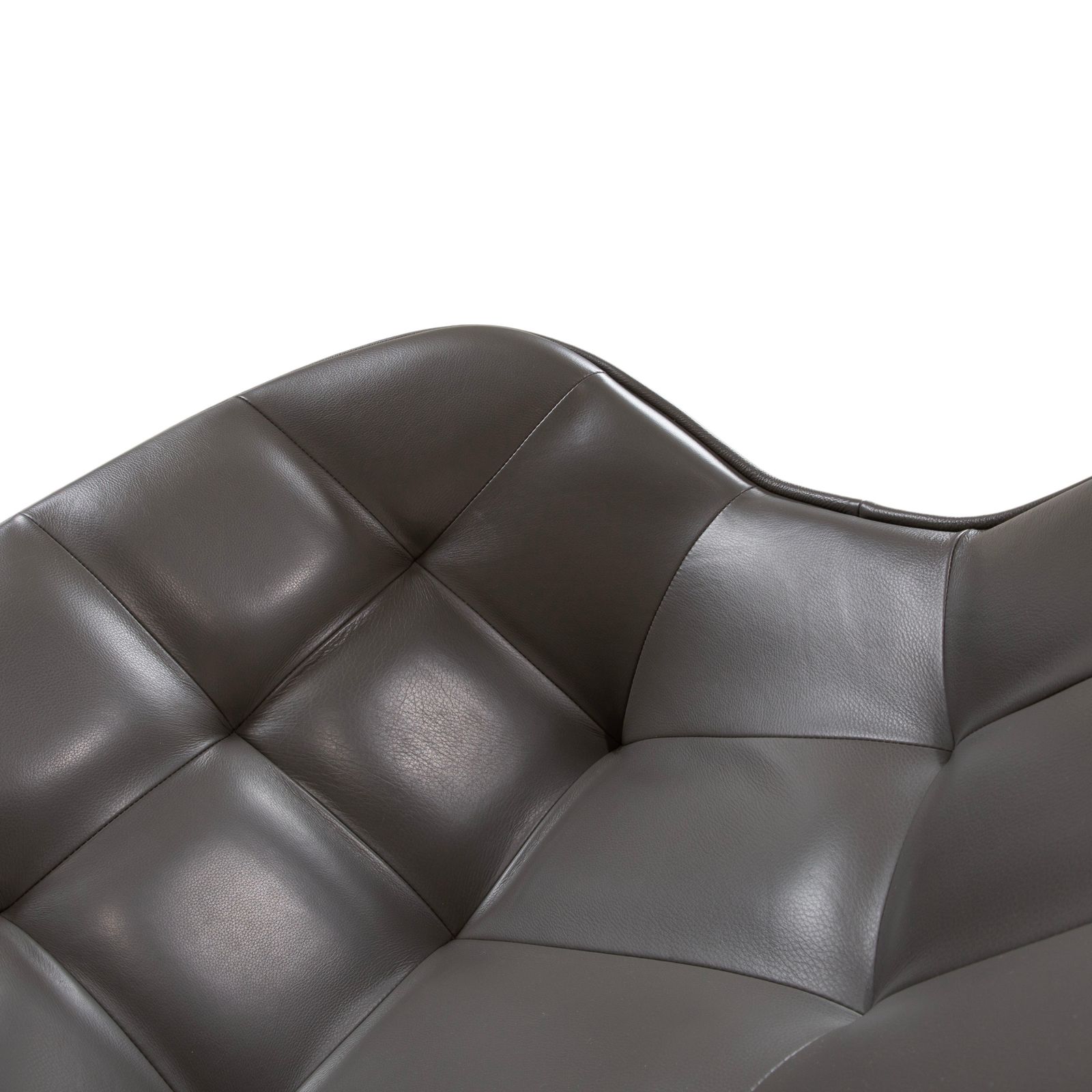 Ensemble fauteuil et repose-pieds BoConcept Boston en cuir semi-aniline Estoril 0959 gris brun taupe, fonction pivotante et berçante manuelle photo vinterior