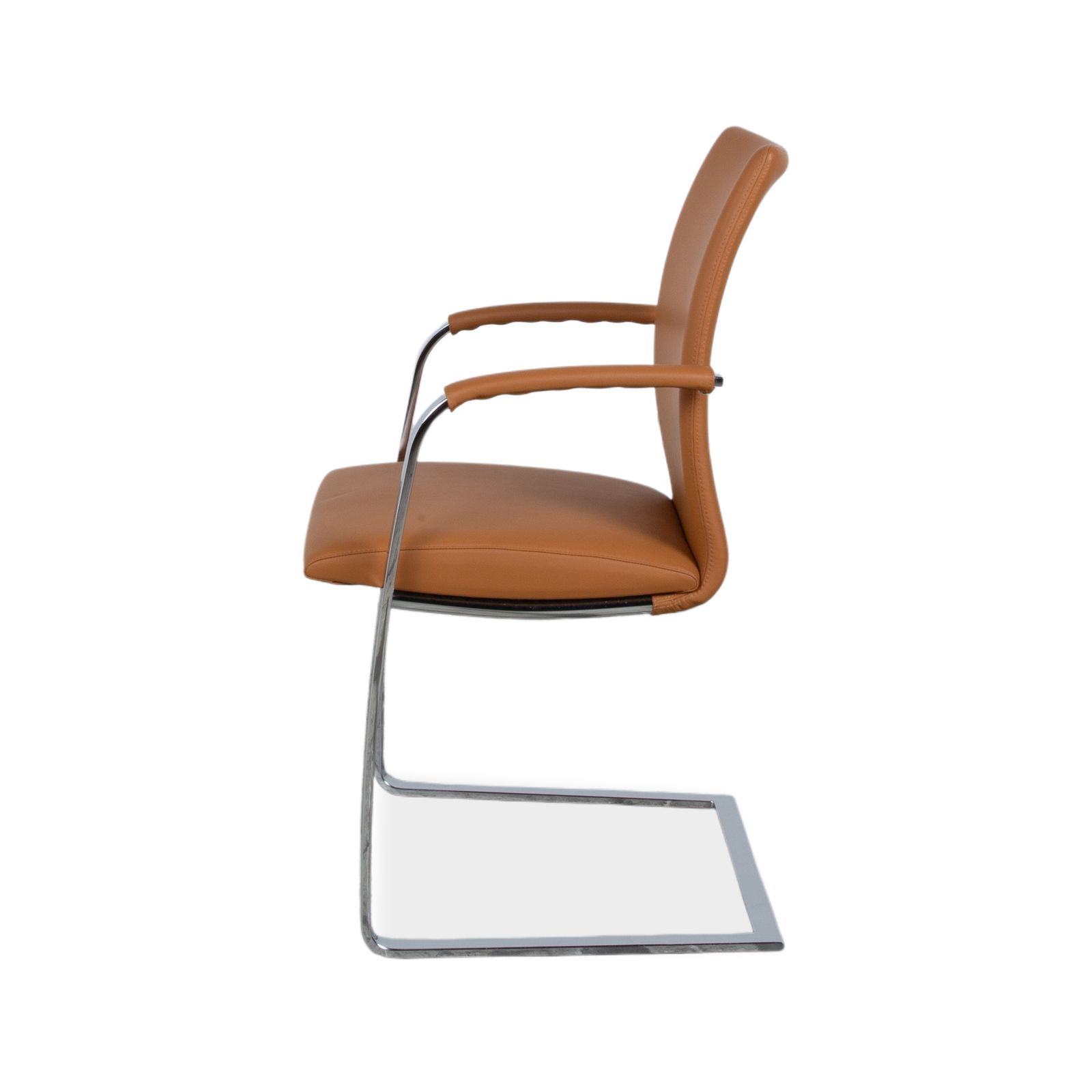 Mobilier Lot de 6 chaises Tonon Swing en cuir et chrome, cognac brun photo