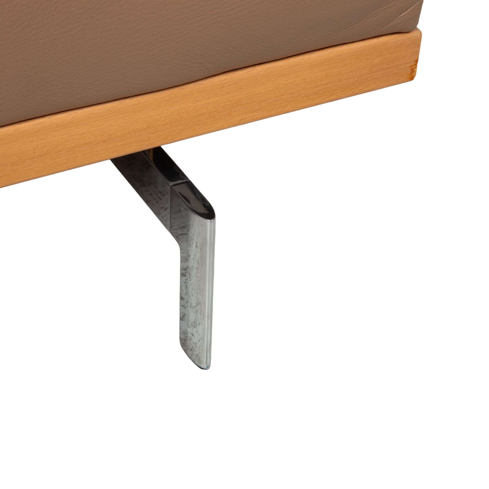 Tabouret Joop 24/7 en cuir et bois, pieds en chrome, caramel photo Mobilier