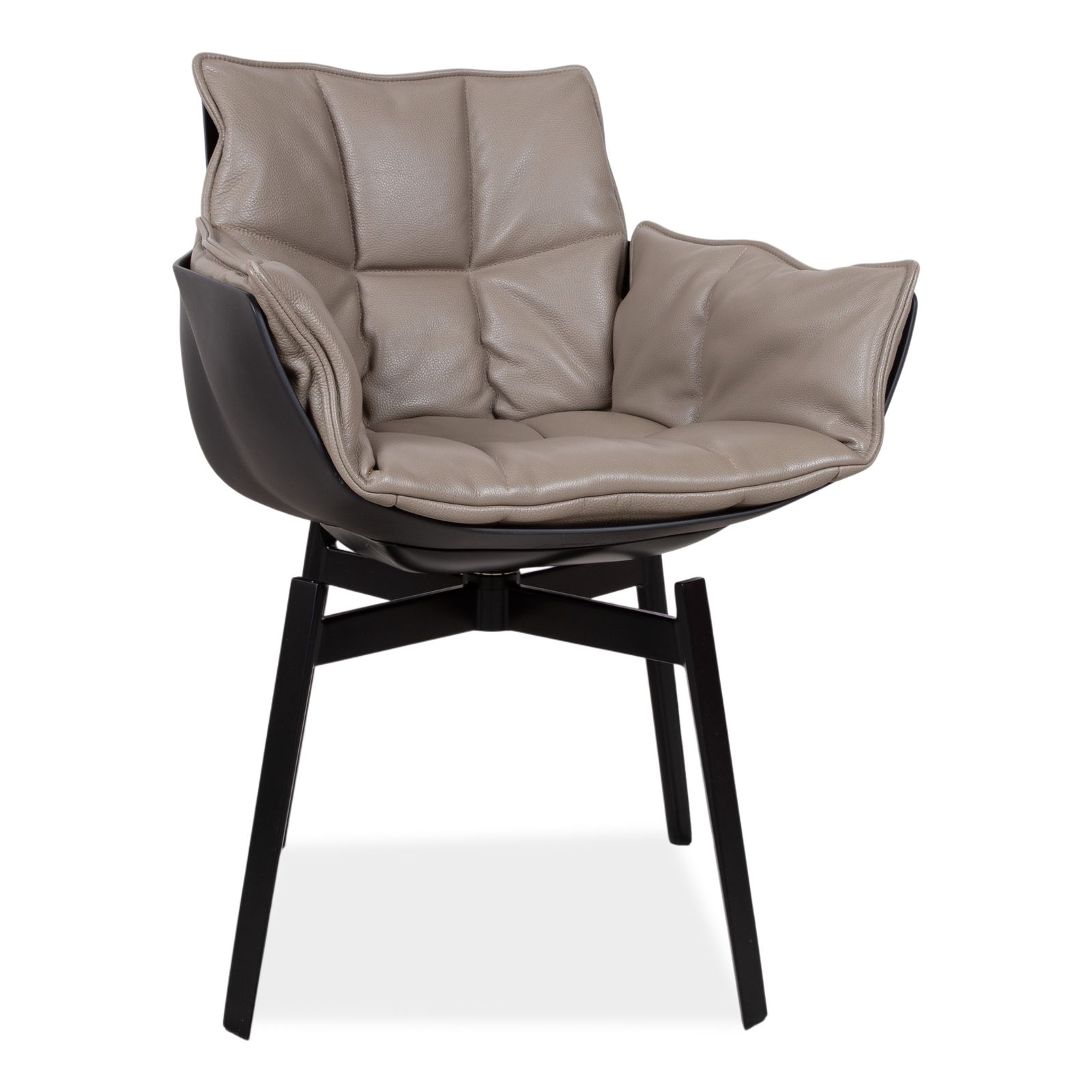Set Of 4 B&B Italia Husk Leather Chairs, Brown, Taupe, And Beige photo for sale
