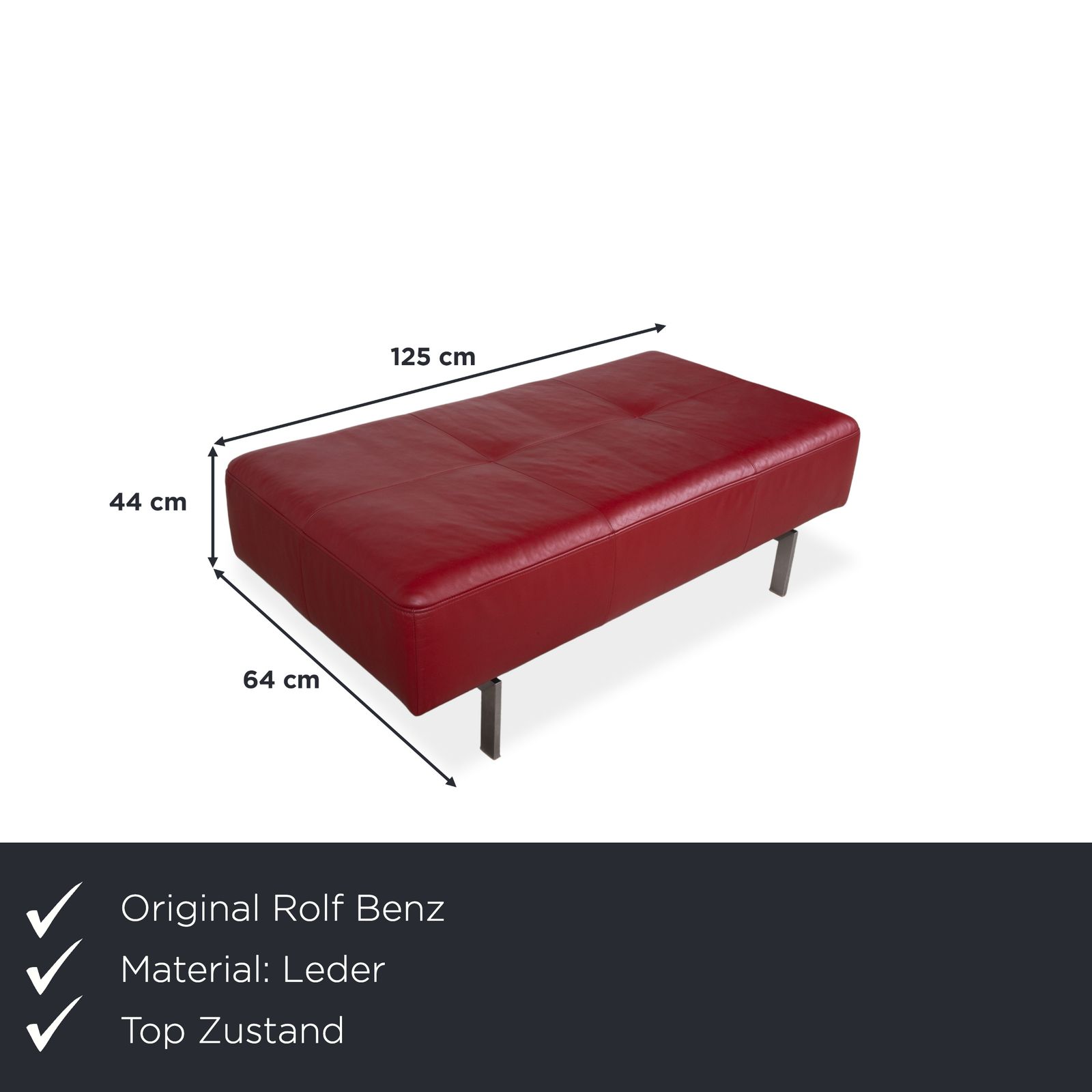 Tabouret Rolf Benz Dono 6100 en cuir rouge photo furniture