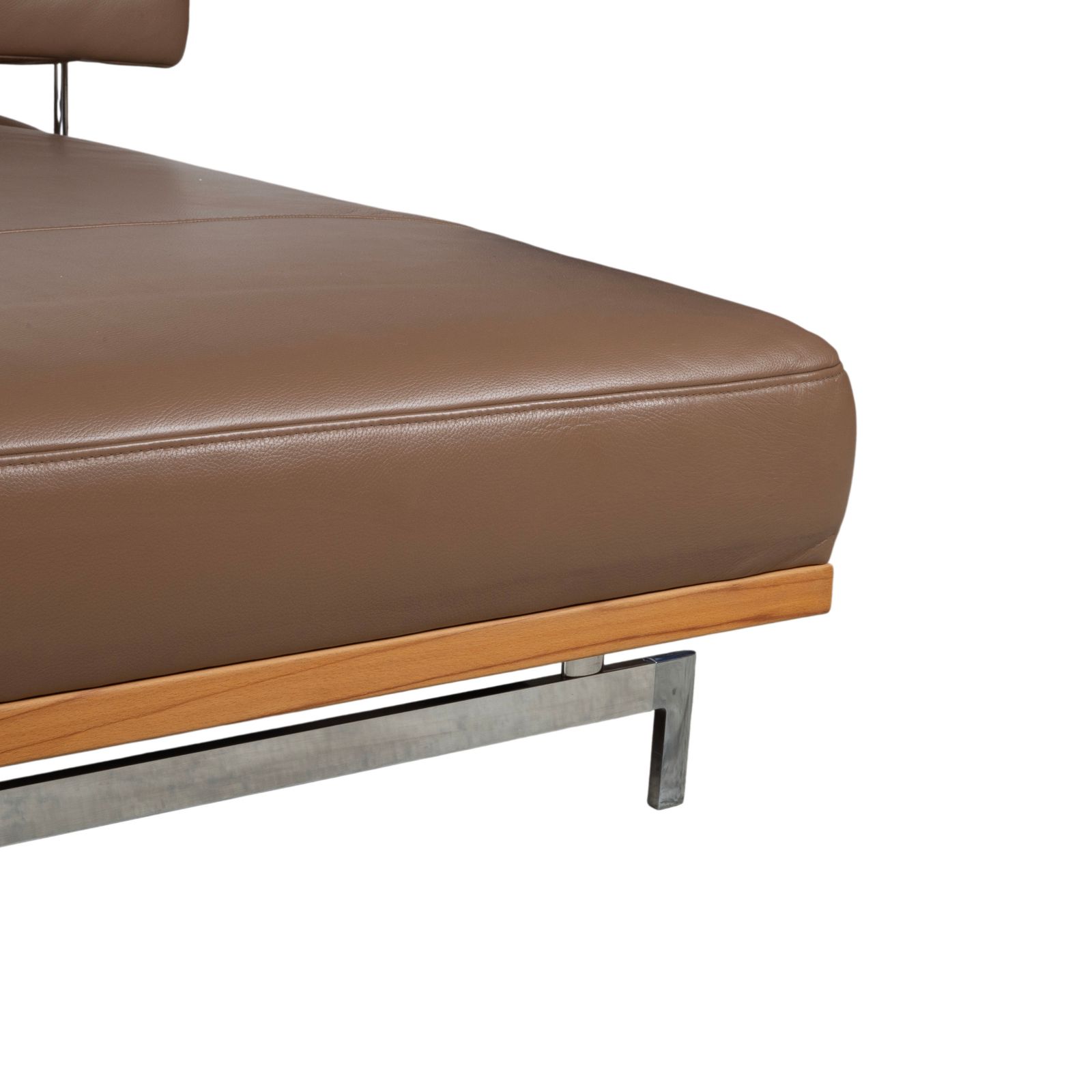 photo furniture Canapé d'angle Joop 24/7 en cuir, bois et chrome, caramel brun, fonction manuelle