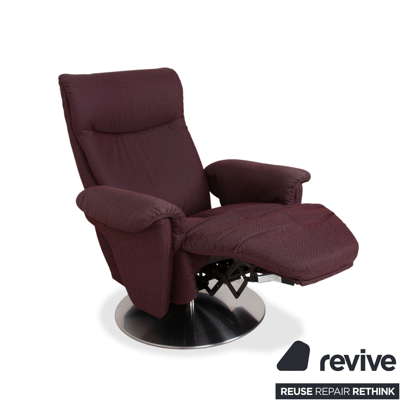 Himolla Alan Armchair, Palermo Fabric, Aubergine Red, Manual Reclining Function photo Furniture