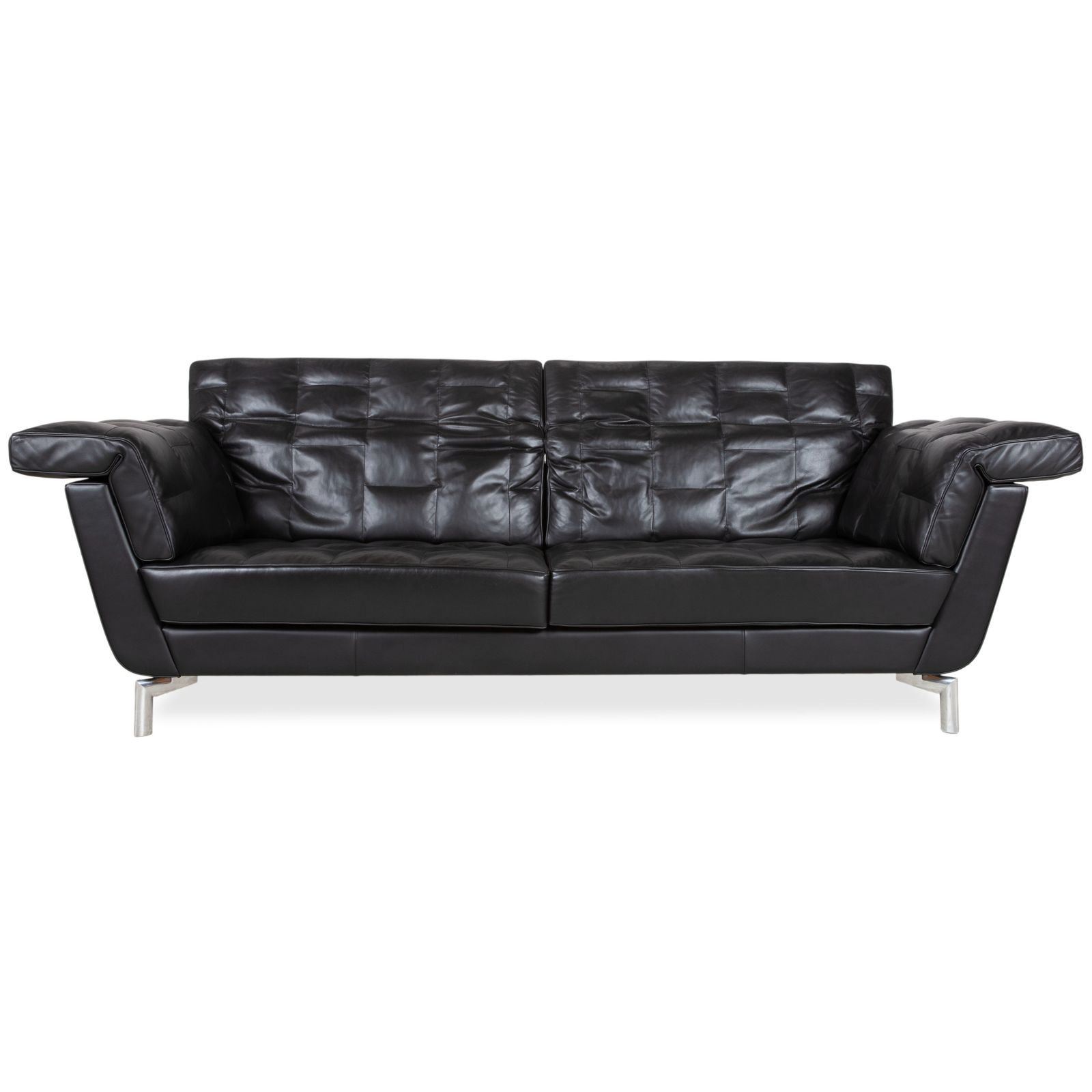De Sede Leather Three Seater Black Sofa Manual Function