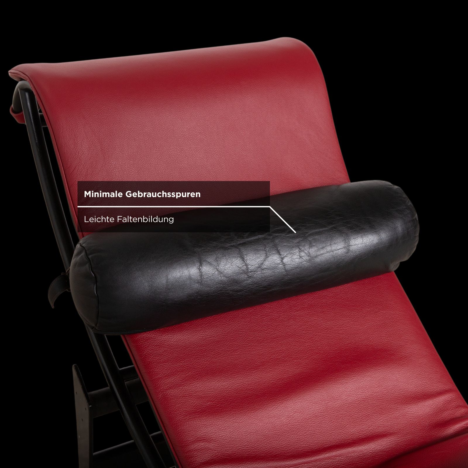 Cassina Le Corbusier Lc 4 Leather Chaise Lounge Red Ruby Black Bauhaus Gliding Function photo buy