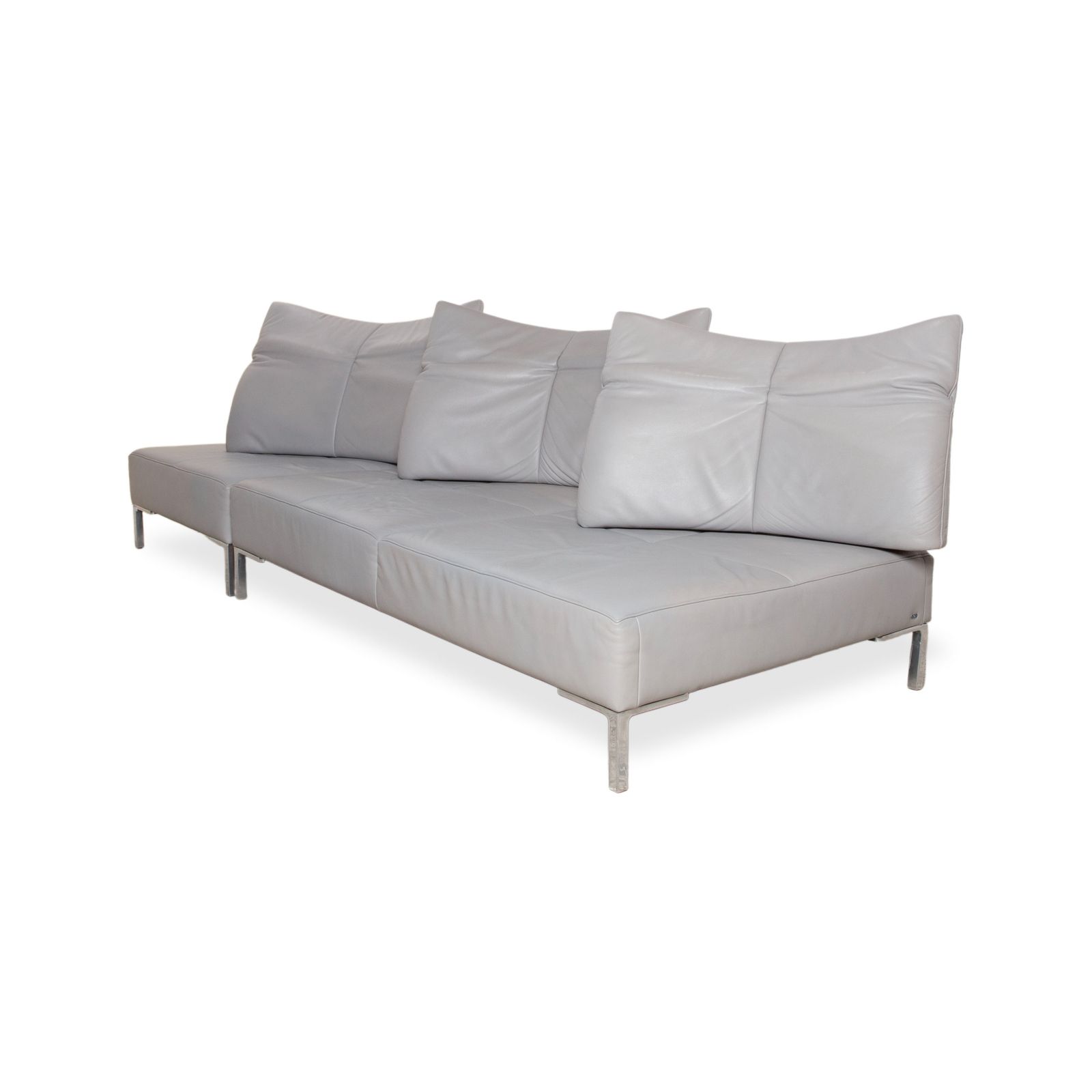 photo furniture Canapé 3 places et 2 tabourets De Sede DS-112 en cuir gris, fonction manuelle