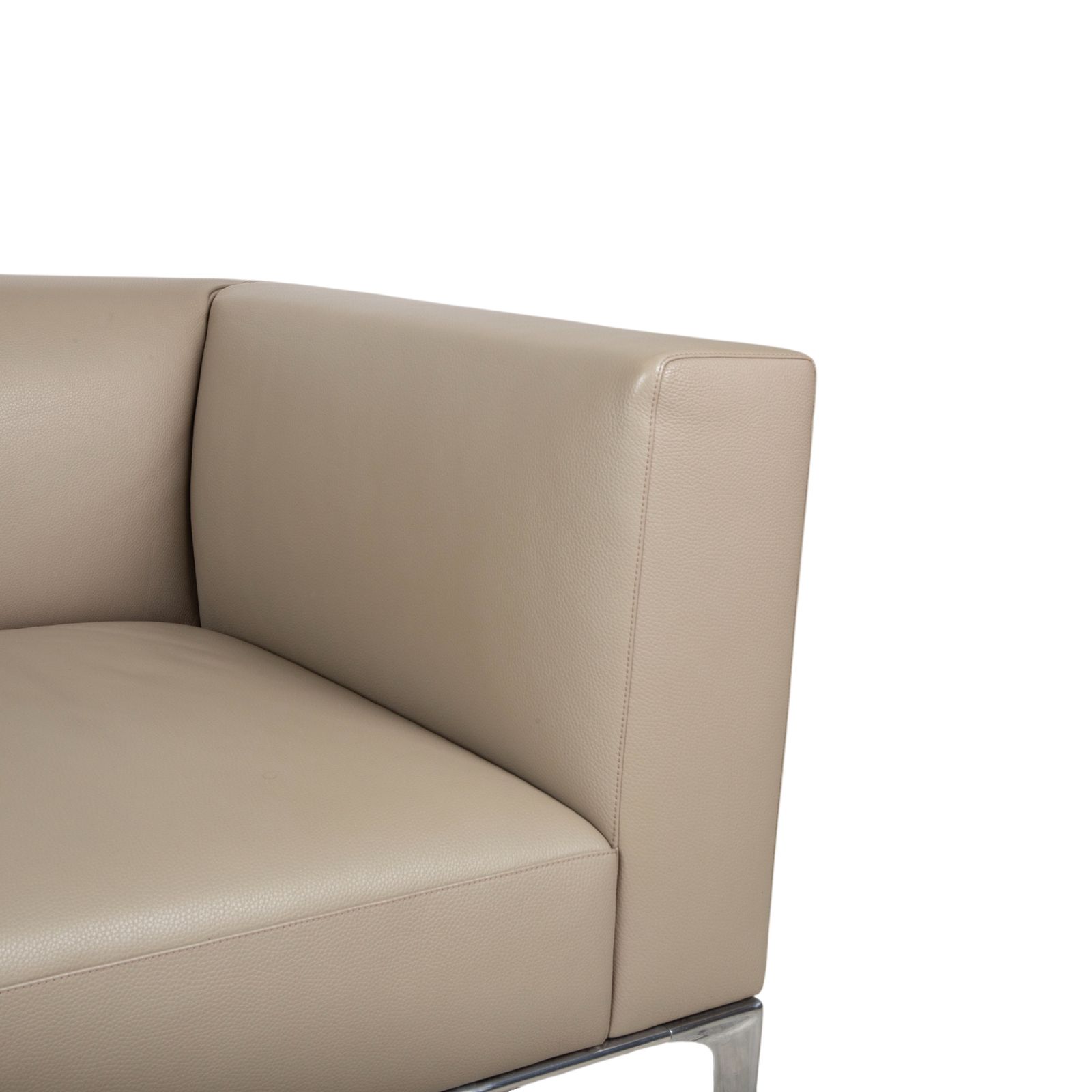 Canapé 3 places Walter Knoll Jaan en cuir et chrome, 2 fauteuils, beige crème photo vinterior