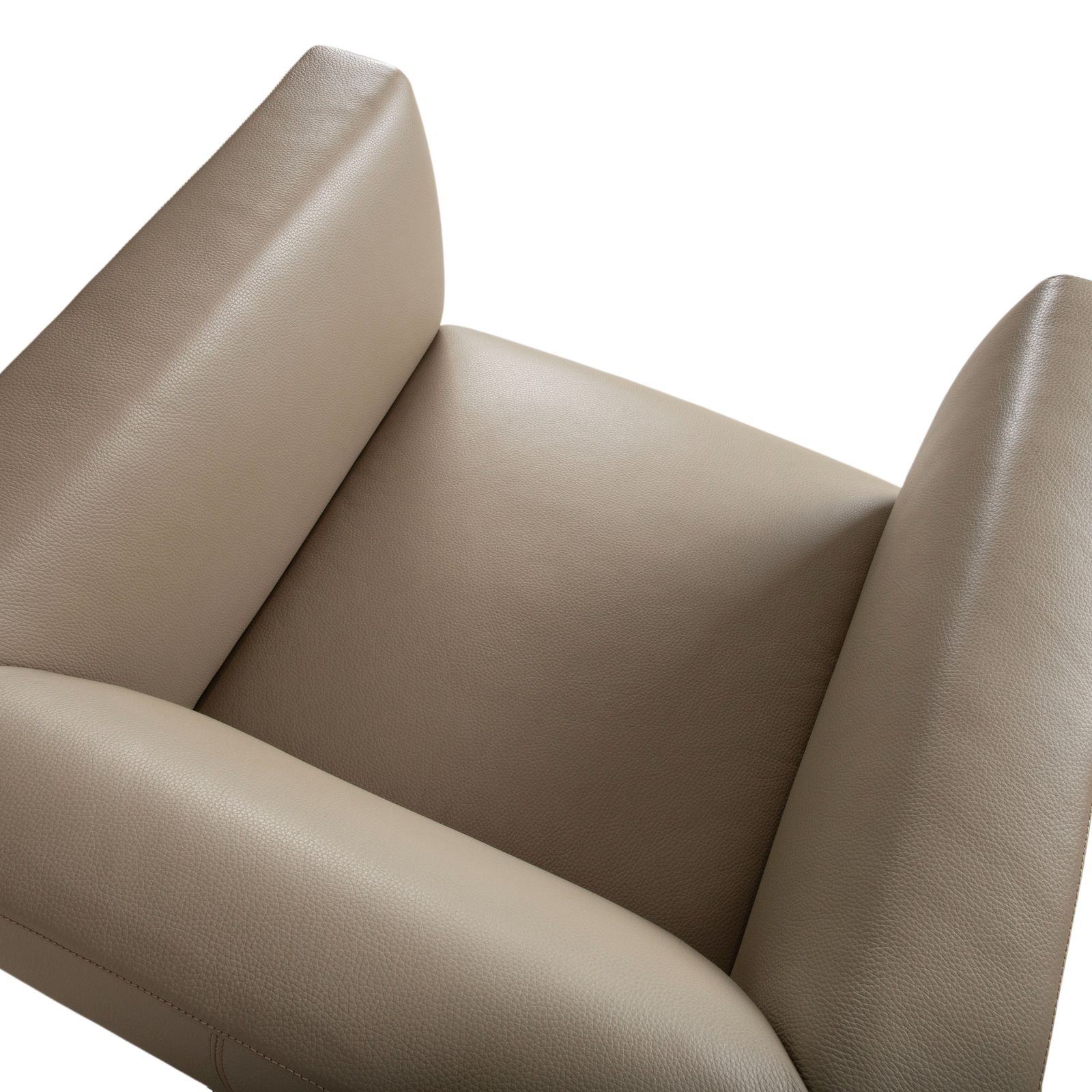 photo furniture Canapé 3 places Walter Knoll Jaan en cuir et chrome, 2 fauteuils, beige crème
