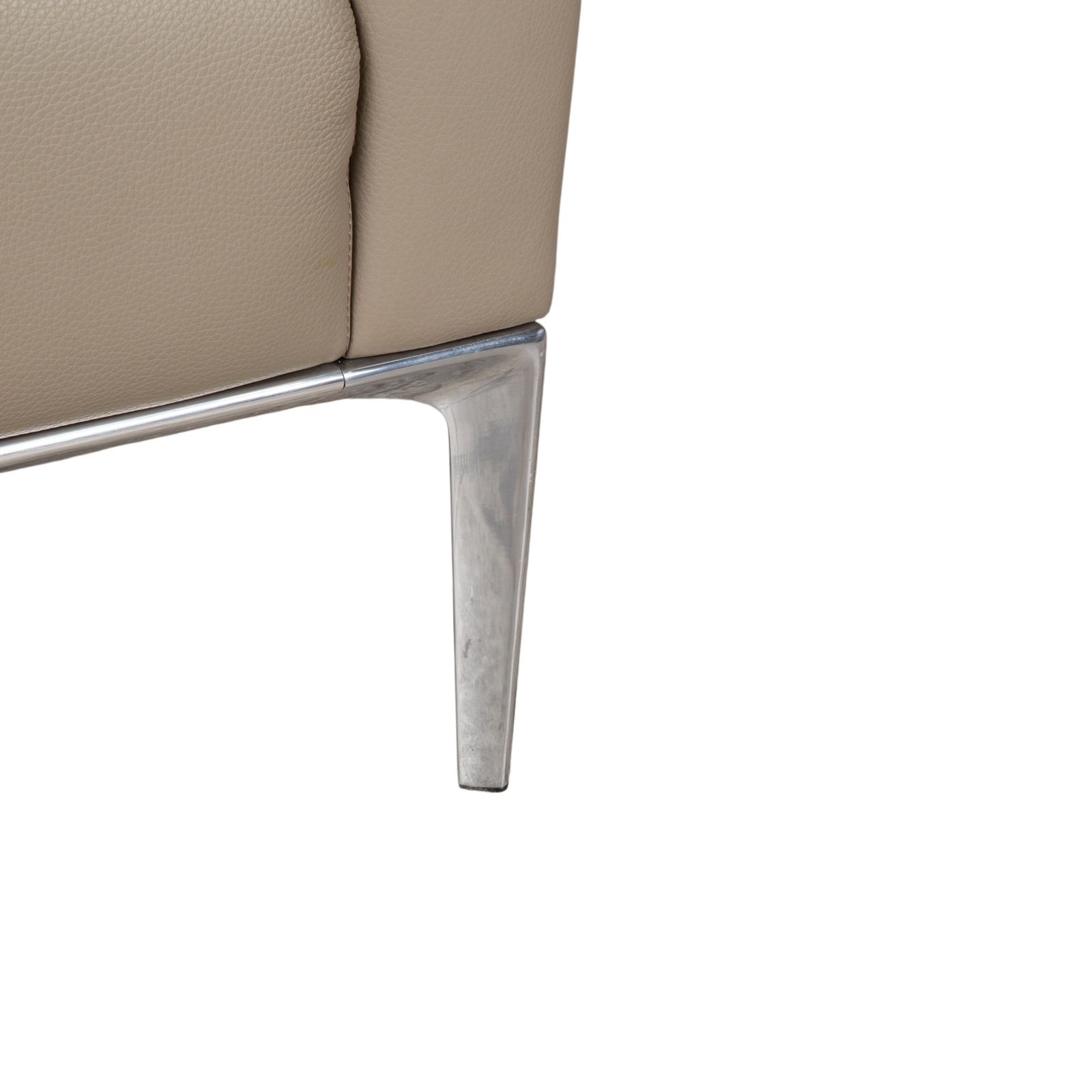 Mobilier Canapé 3 places Walter Knoll Jaan en cuir et chrome, 2 fauteuils, beige crème photo