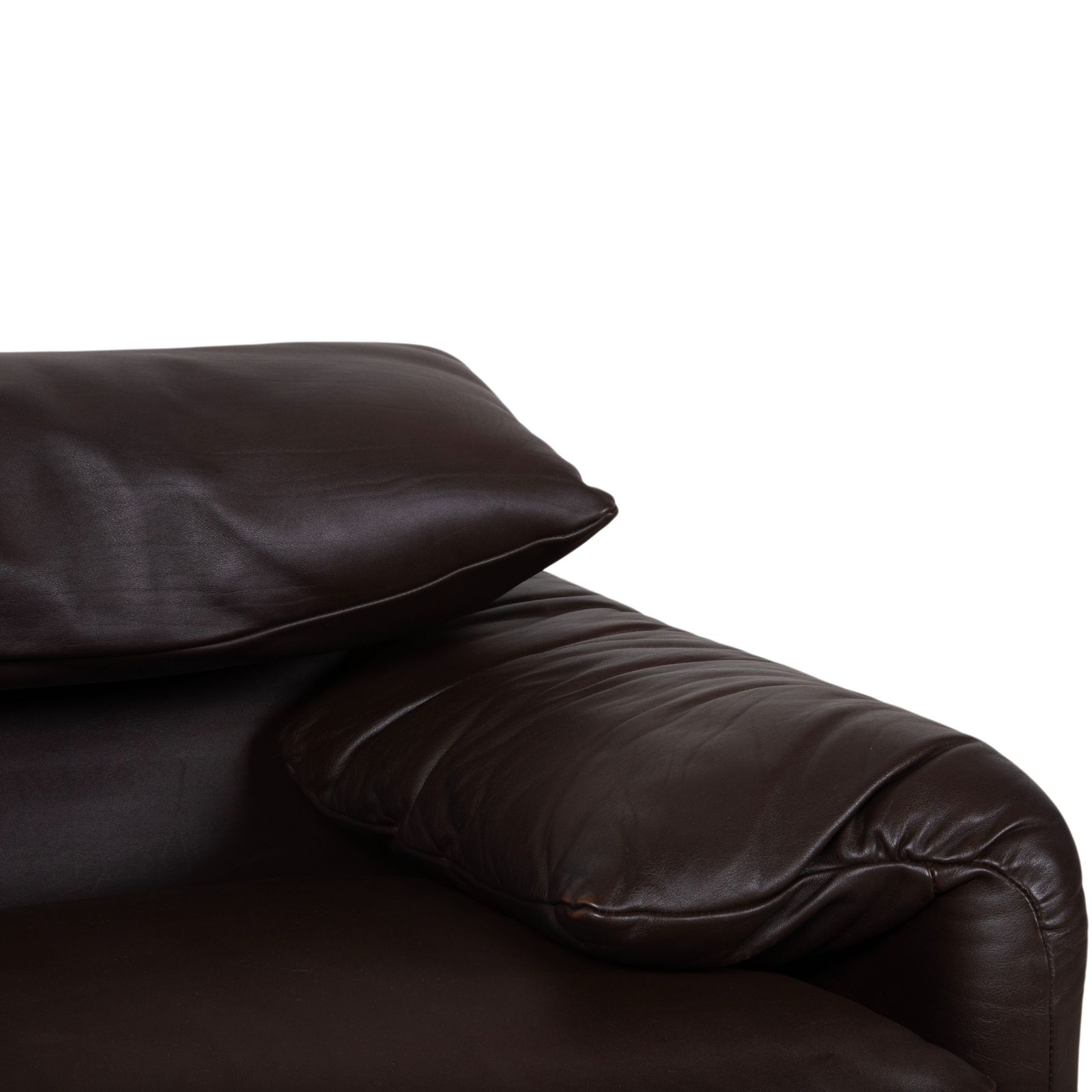 Cassina Maralunga Set Leather 2x Armchairs Brown Espresso Manual Function photo Furniture