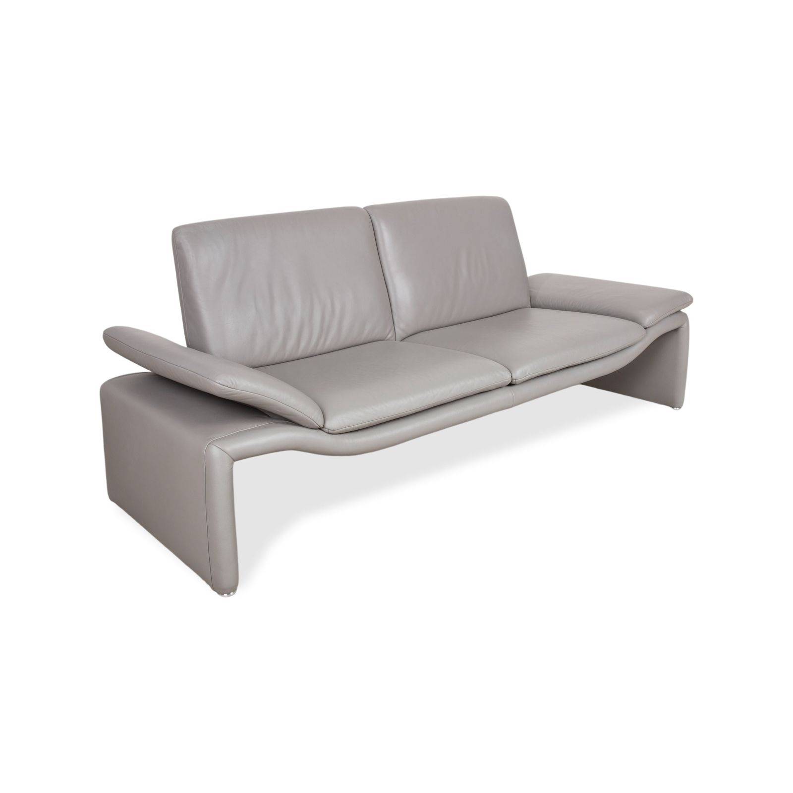 Canapé 3 places et pouf Koinor en cuir gris, fonction manuelle photo vinterior
