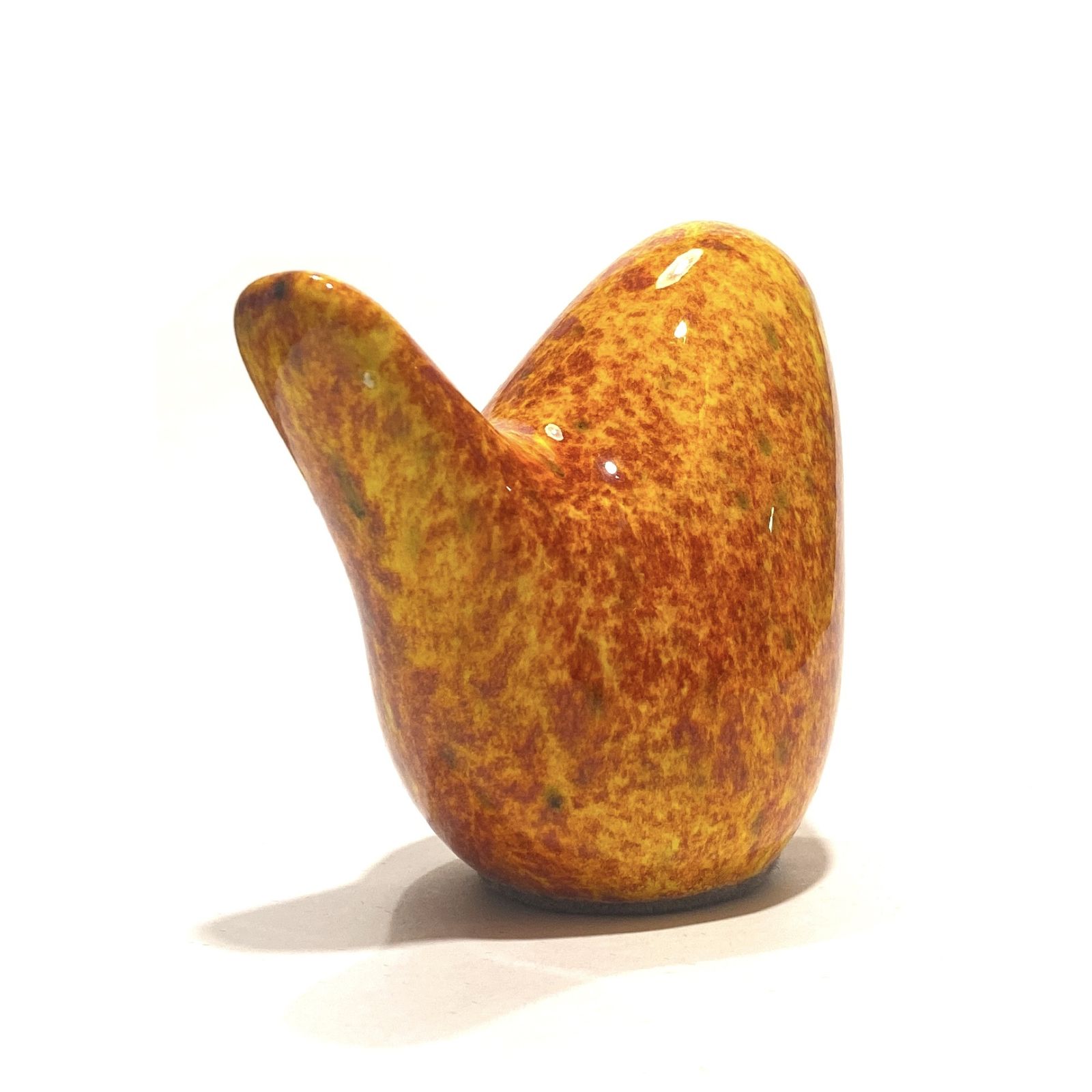 Otto Keramik vogel in Fire-glazuur, keramisch ornament in West German Pottery-stijl photo furniture
