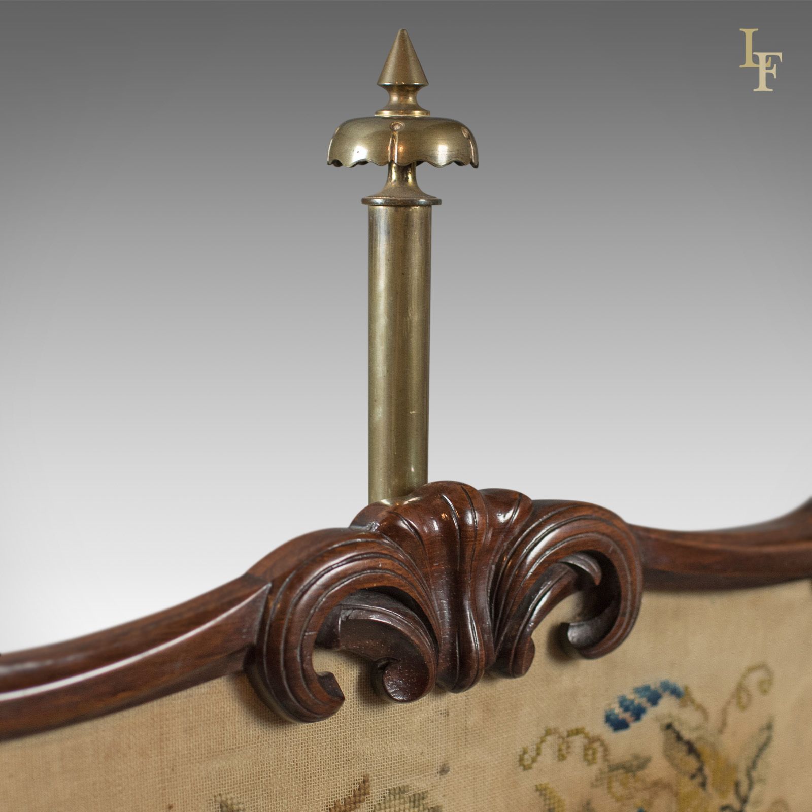 photo for sale Antique Pole Screen, Early Victorian Rosewood Fire Screen