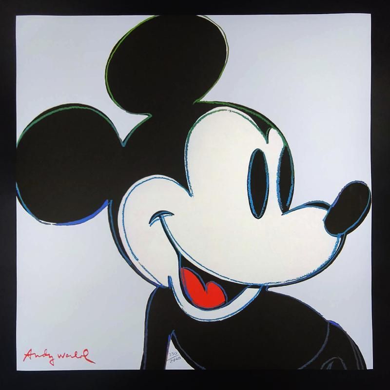 1980s Big Andy Warhol "Mickey Mouse" Classic Edition   Limited Edition Lithograph Numbered In Pencil By Cmoa. 60cm / 23.62 Inches