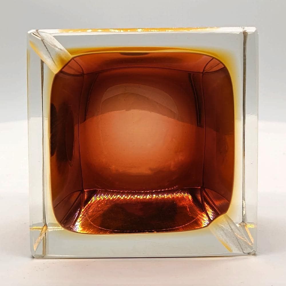 Vierkante asbak of opvangschaal in Murano-glas door Flavio Poli voor Seguso, jaren 1960. photo for sale