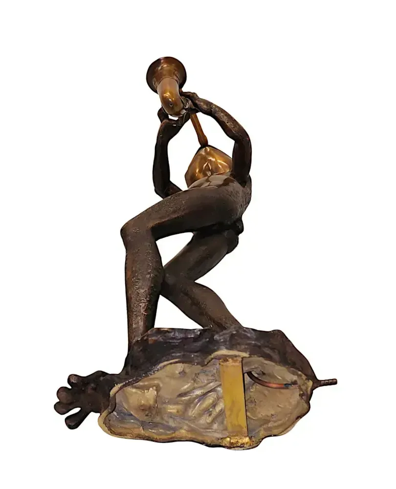 A Very Fine Bronze Animalier Garden Sculpture Or Fountain Of A Frog Playing A Saxaphone photo buy