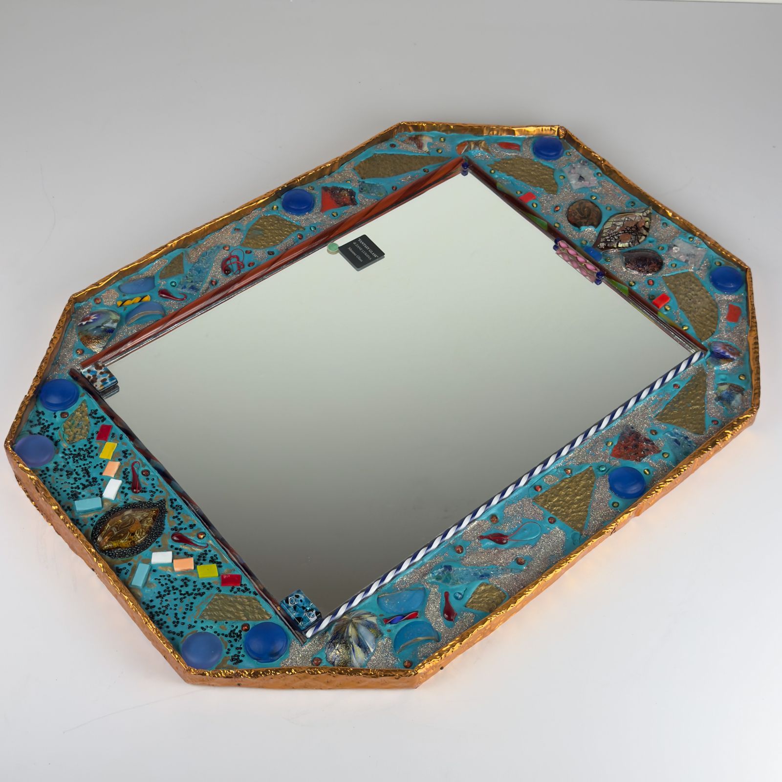 Mid-Century Murano Glasmozaïekspiegel van Zane Luigina "Fantasy Glass", Italië, jaren 1990 photo Woonaccessoires