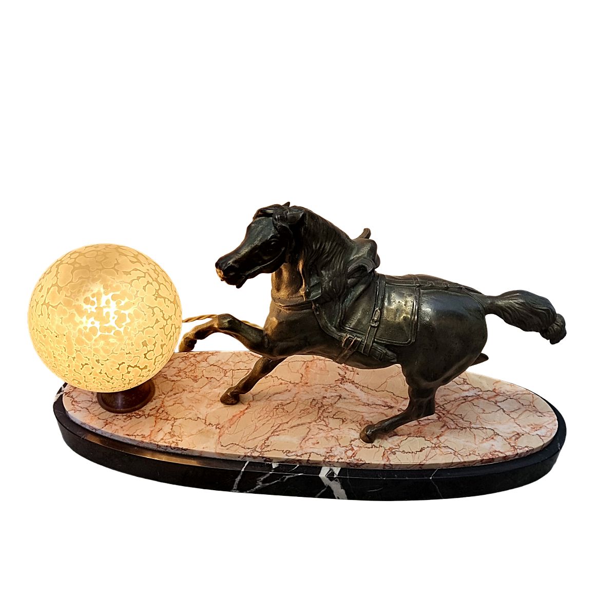 Franse art deco paardenlamp ca. jaren 1930 photo Verlichting