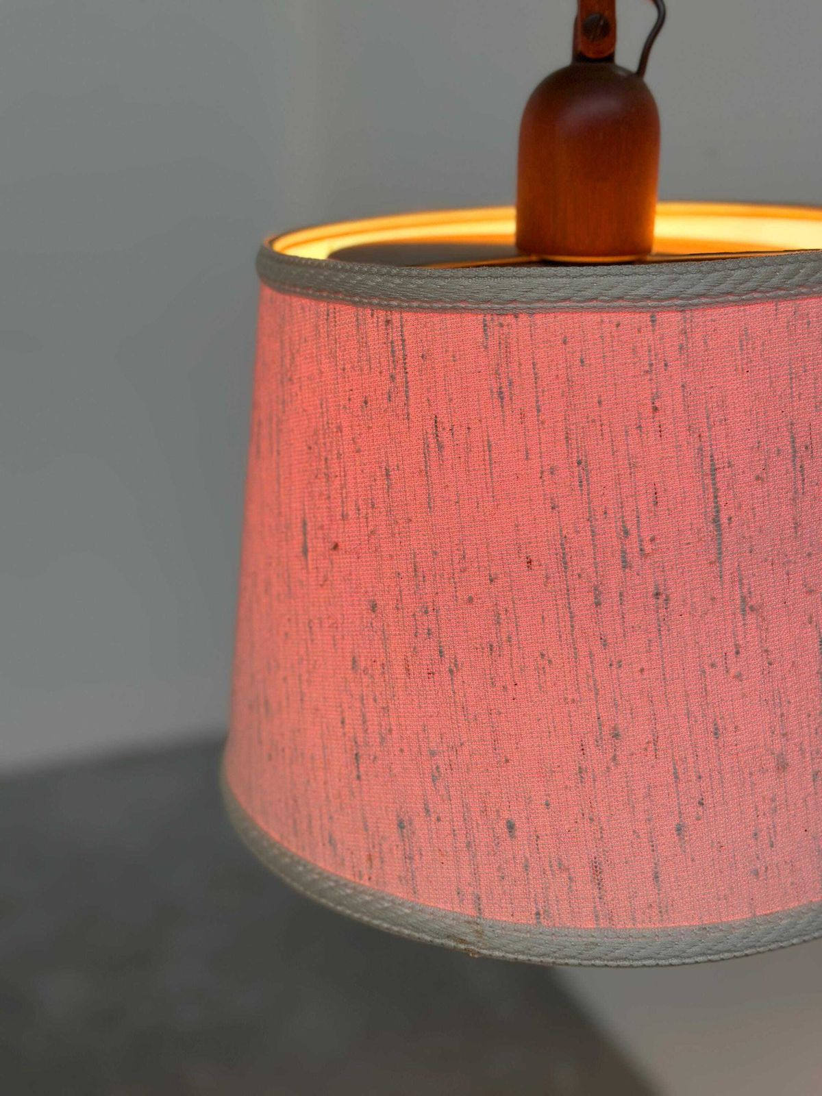 Mid Century Modern Adjustable Teak Arc Floor Lamp With Fabric Shade, 1960s photo 617.0