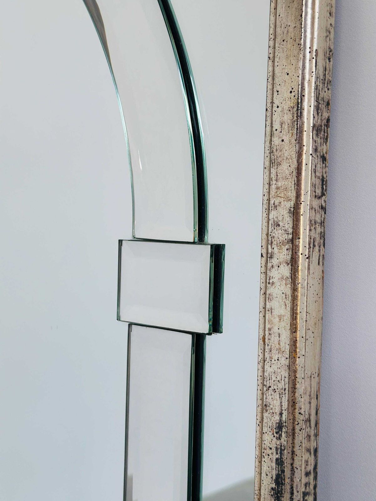 Large Art Deco Style Beveled Wall Mirror With Architectural Arch Design photo Home Decor