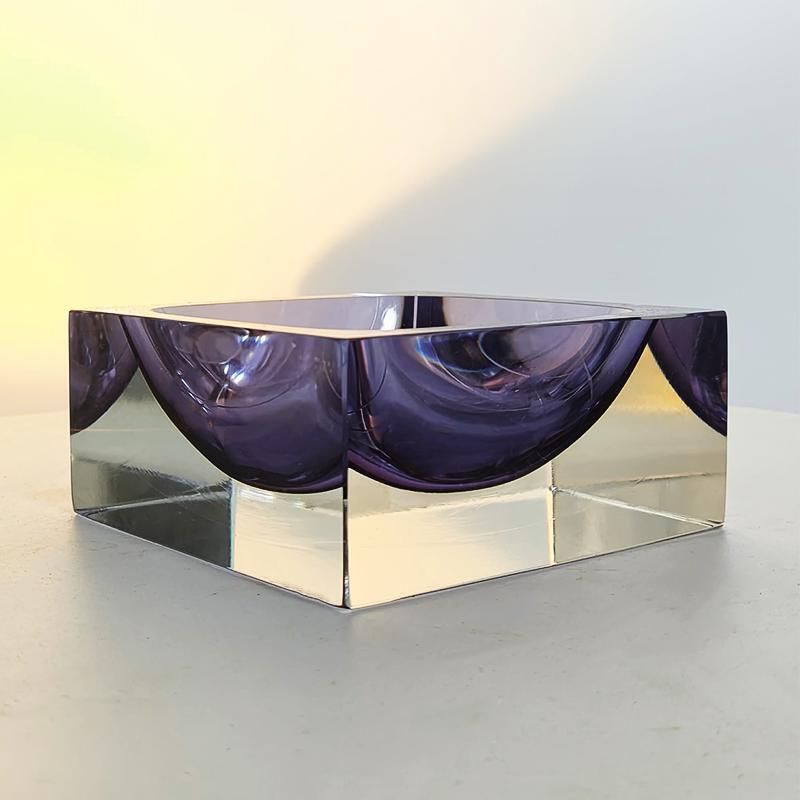 1960s Big Purple Square Ashtray Or Catch All In Murano Glass By Flavio Poli For Seguso. Made In Italy photo furniture
