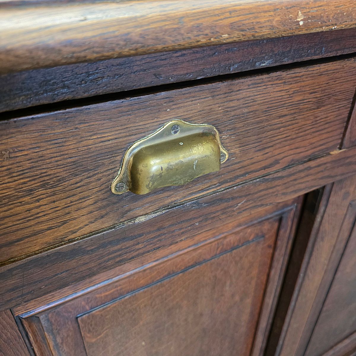 Antiek Frans eiken dressoir met schuifdeuren, 2e helft 1800s photo 265.0